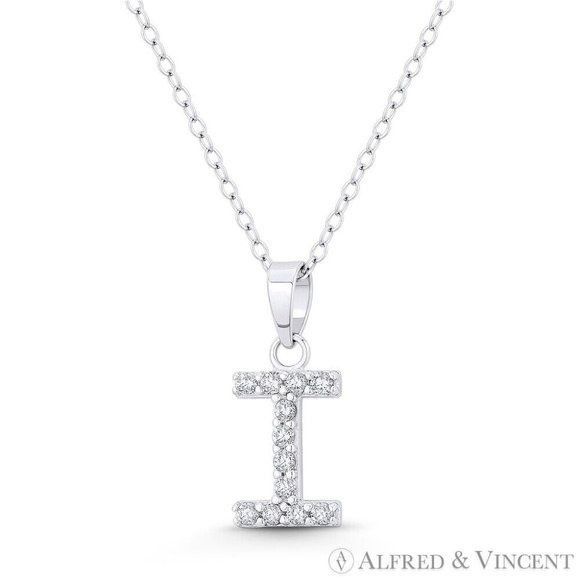 Other Initial "I" CZ Crystal Pendant w/ Cable Chain Necklace Size ONE SIZE - 1 Preview