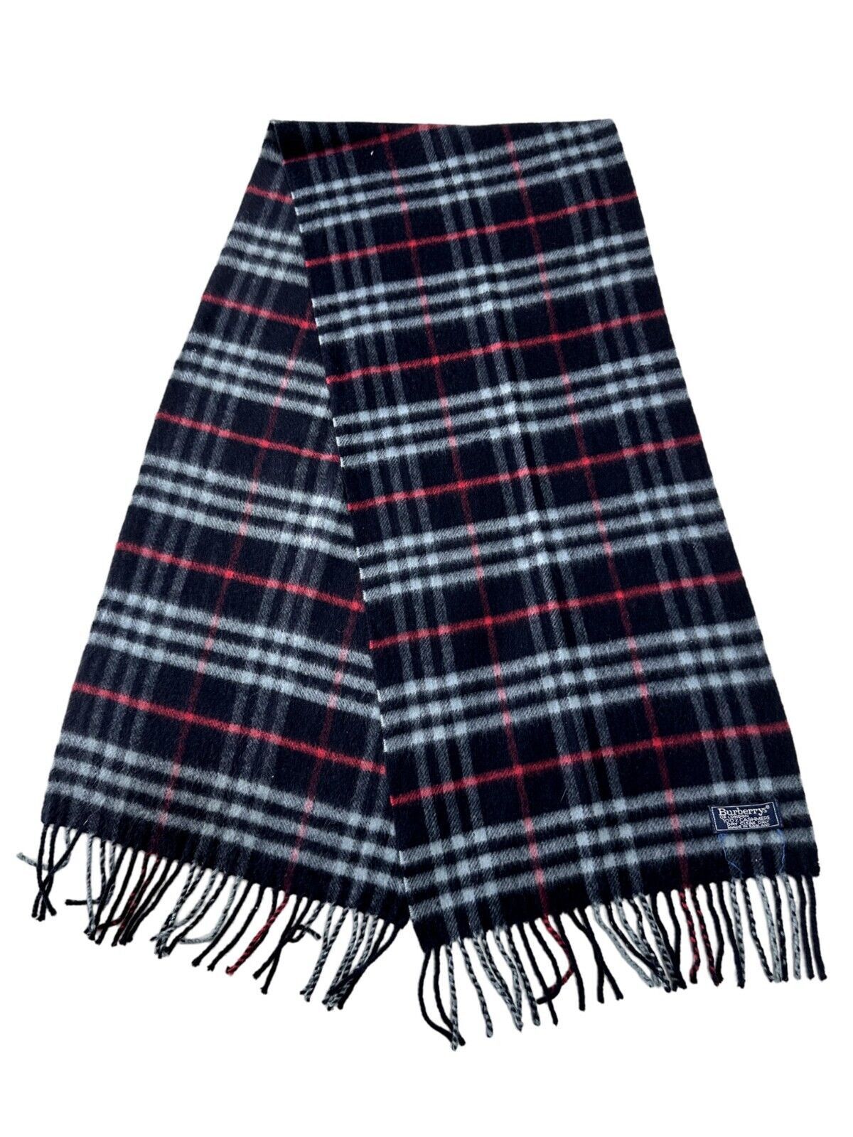Burberry Burberrys Classic Check Unisex Scarf Blue 100% Cashmere Size ONE SIZE - 1 Thumbnail