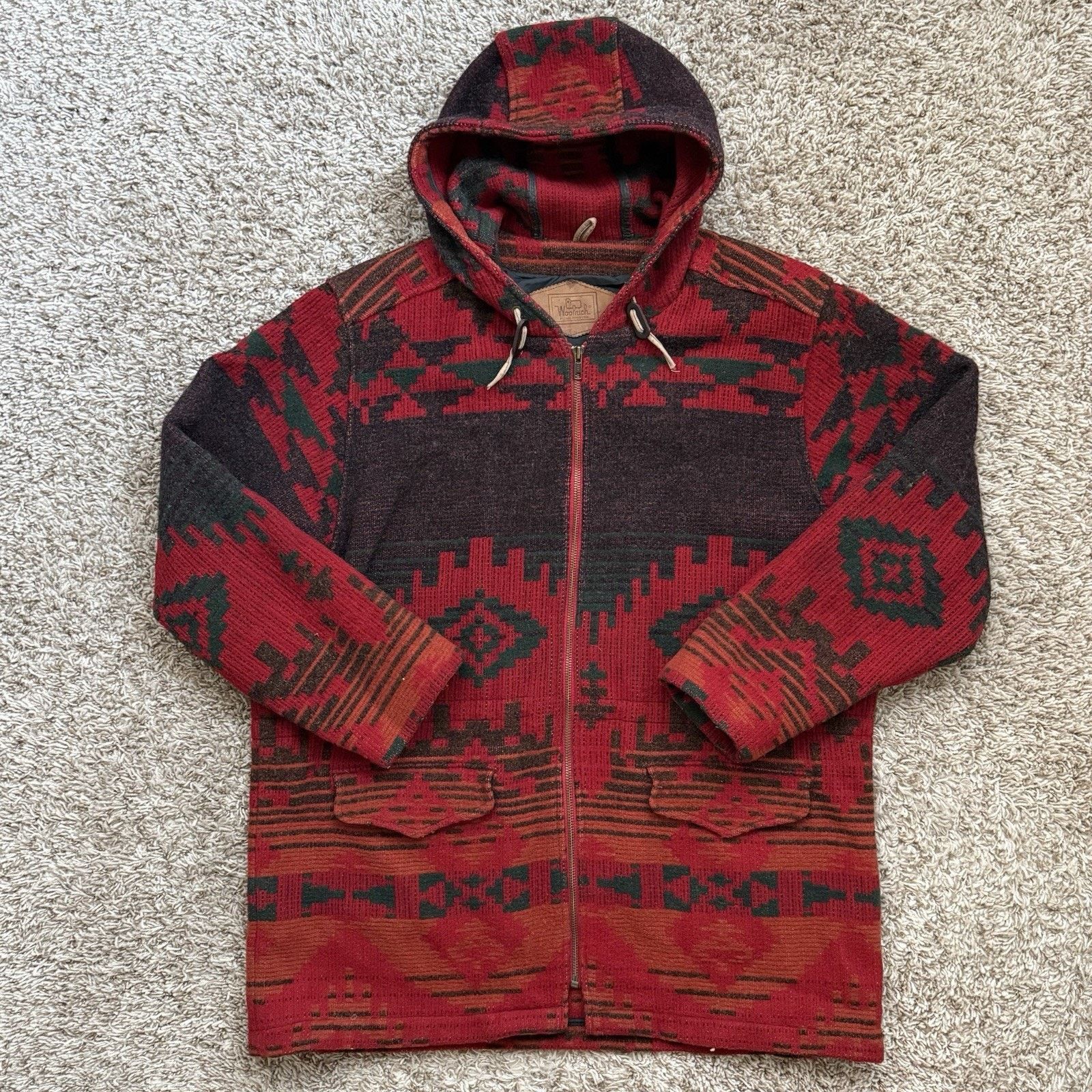 Vintage × Woolrich Woolen Mills Vintage Woolrich Aztec Wool Southwestern Jacket Red Tribal Size L / US 10 / IT 46 - 1 Thumbnail
