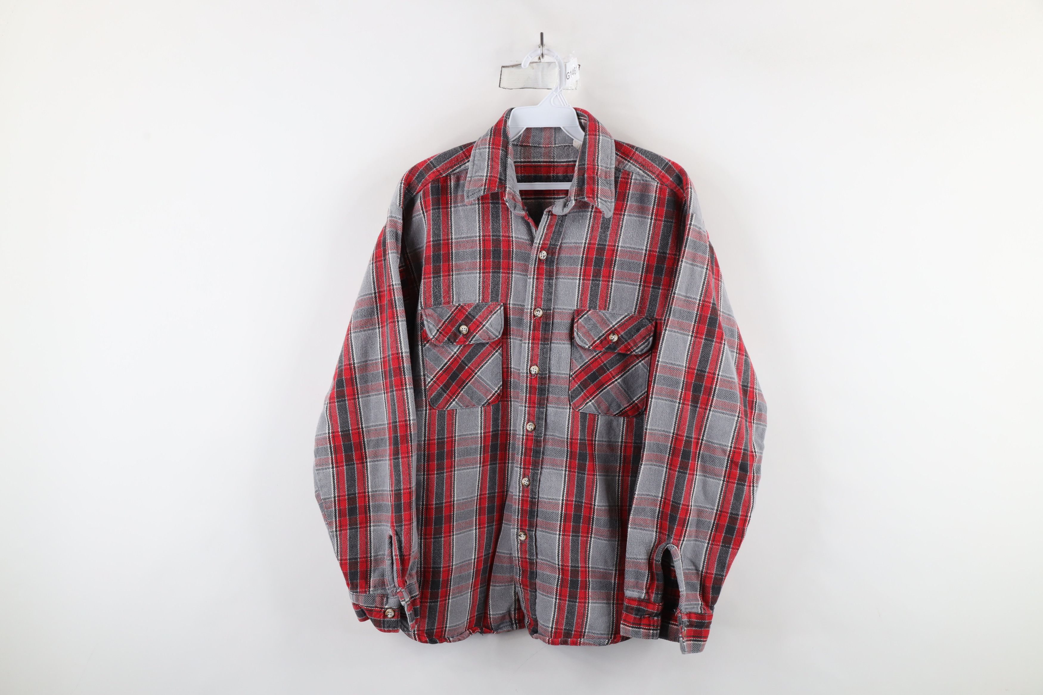 Vintage Vintage 90s Streetwear Heavyweight Button Shirt Plaid Size US L / EU 52-54 / 3 - 1 Thumbnail