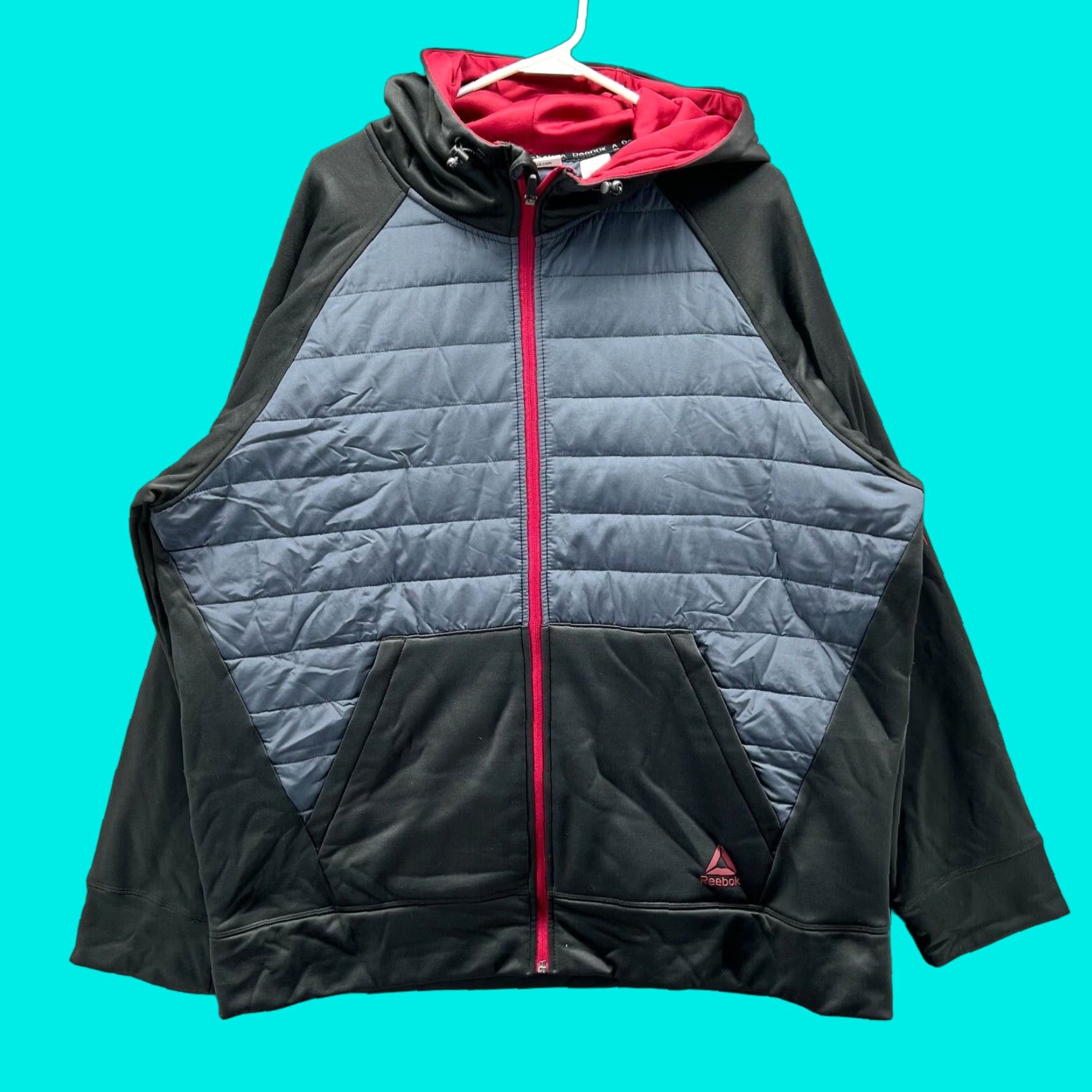 Reebok VINTAGE Reebok Jacket Mens 2XL Black Full Zip Hoodie Knit Quilted Fill Windbreaker Size US XXL / EU 58 / 5 - 1 Thumbnail