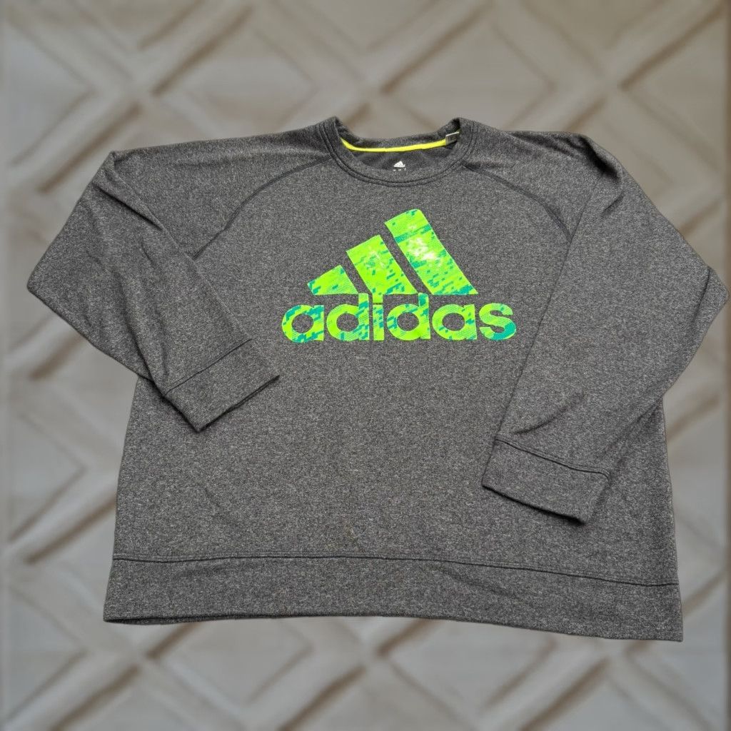 Adidas Adidas Climawarm Graphic Pullover Sweatshirt Men XL Gray Neon Logo Fleece Active Size US XL / EU 56 / 4 - 1 Thumbnail
