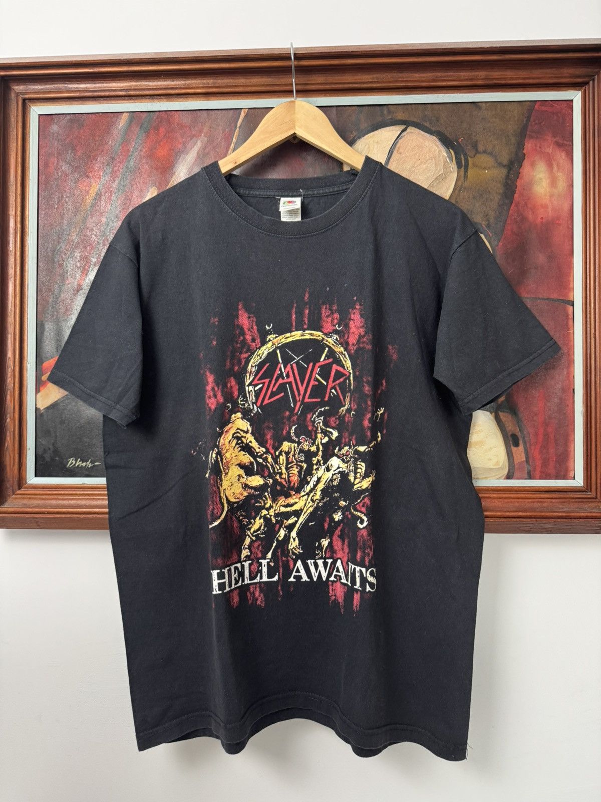 Slayer Hell Awaits Vintage Y2k Band Tee Rare Print Demon - Tops