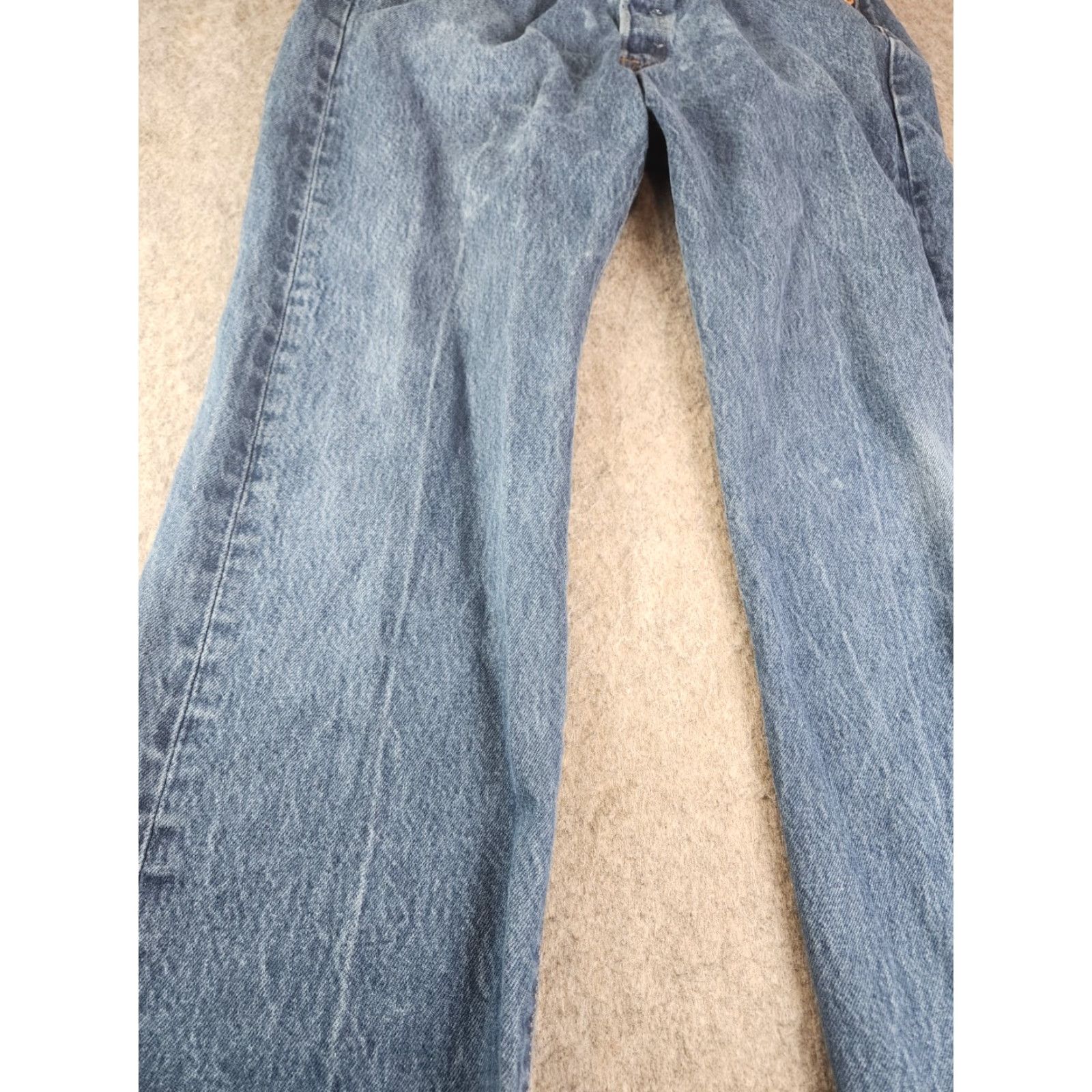 Levi's Levis 501 Jeans Mens 34x29 34x32 Blue Button Fly Straight Distressed Regular Fit Denim 5-Pocket Levi'S 501 Series Mens Jeans City USA Size US 34 / EU 50 - 2 Thumbnail
