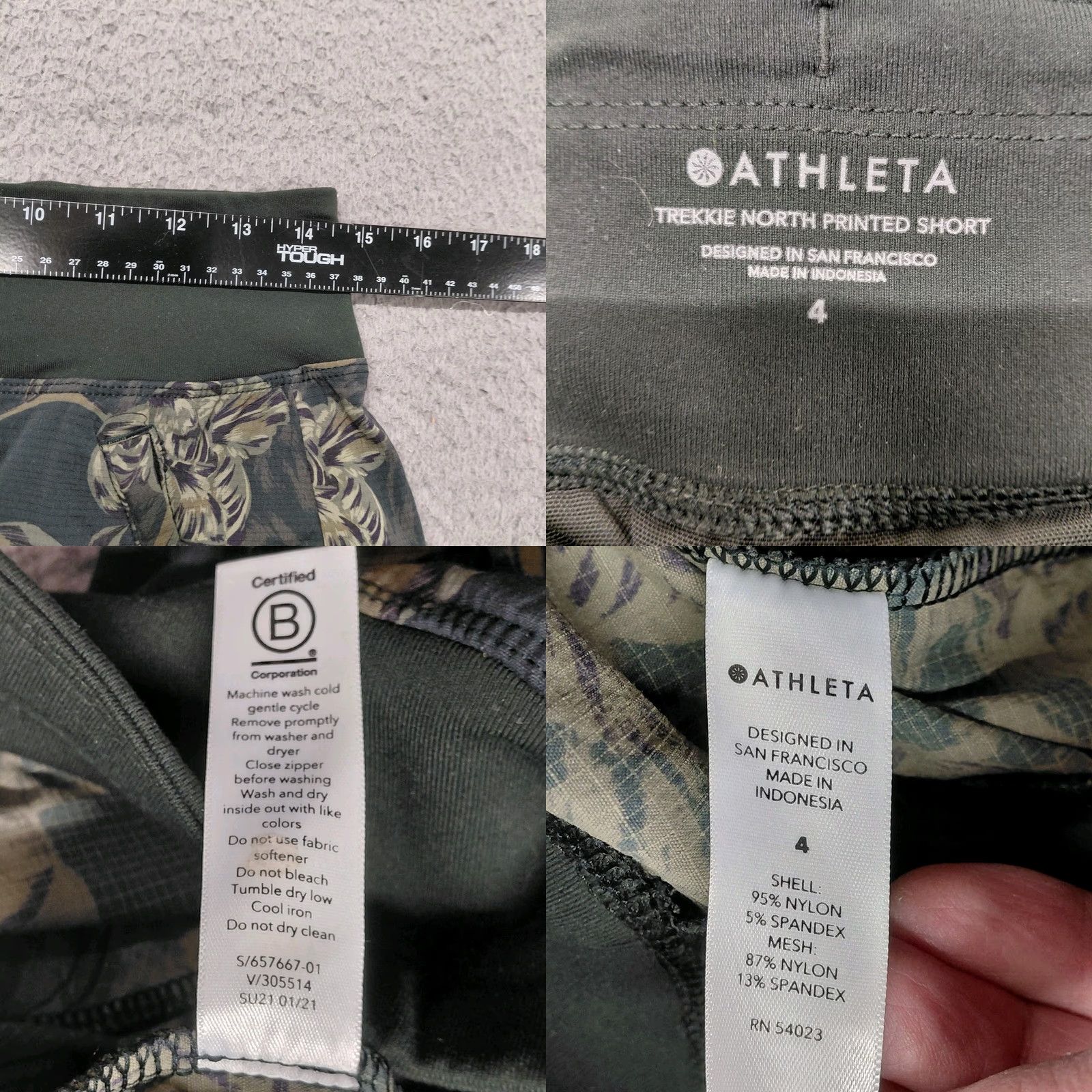 Athleta Athleta Trekkie North Printed Shorts Women's Size 4 Olive Army Green Floral Pattern Pockets Stretch Breathable Athletic Shorts Womens Size 27" / US 4 / IT 40 - 8 Thumbnail