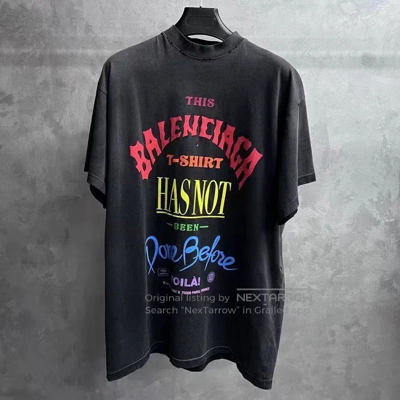 Balenciaga Balenciaga Gray Logo Print Short Sleeve T-shirt. Size US S / EU 44-46 / 1 - 1 Thumbnail