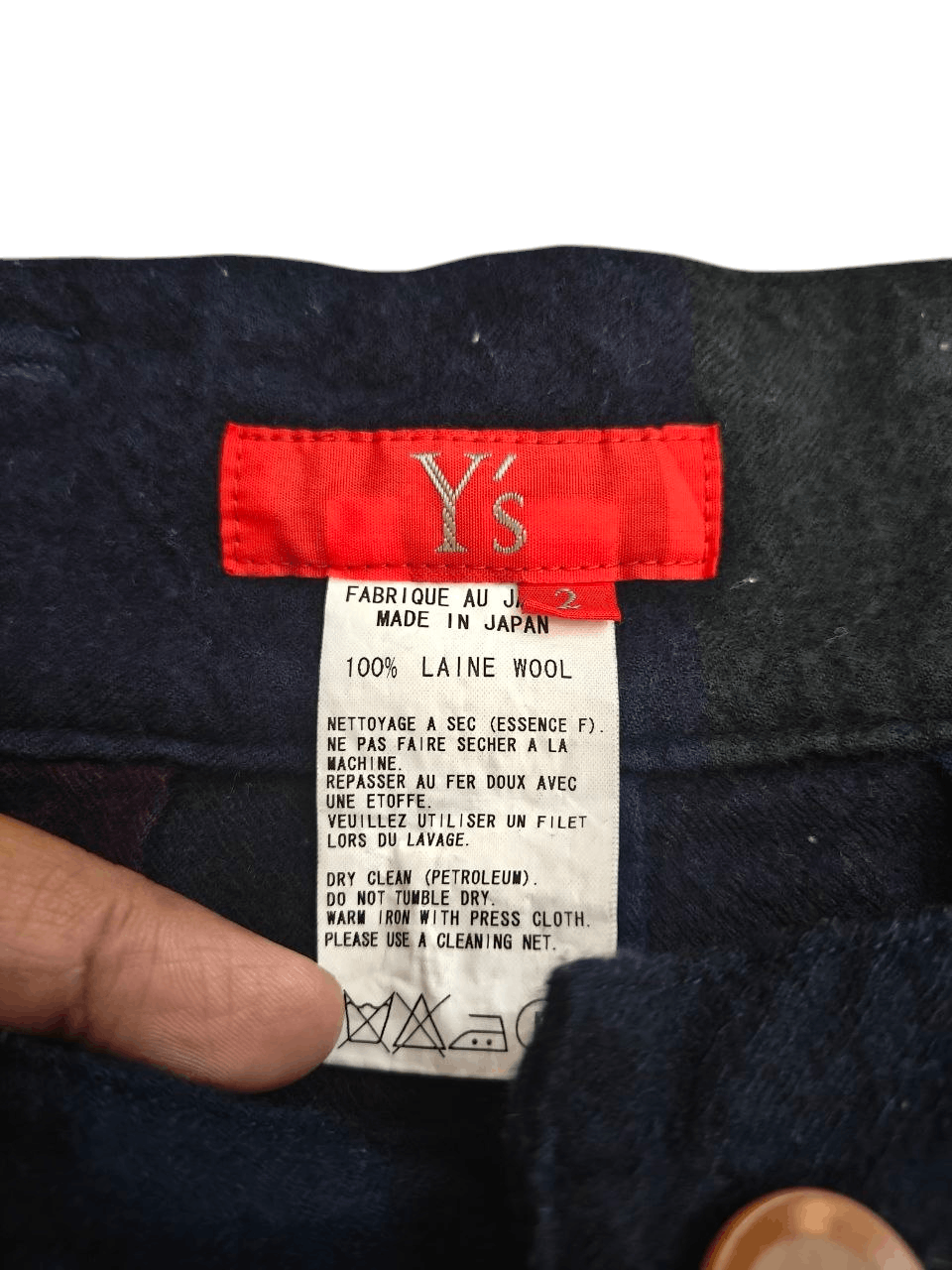 Yohji Yamamoto Y's Checkered Wool Skirt Size 39" - 5 Thumbnail