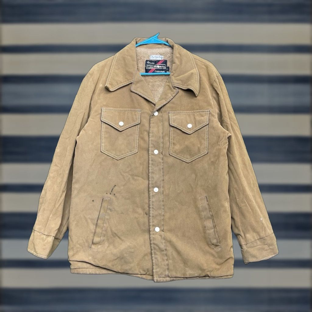 Sears VINTAGE Sears Leather Bomber Jacket Mens L Brown 80s 70s Suede Lined Leather Shell Garment Coat Winter Spring Fall Mens Size US L / EU 52-54 / 3 - 1 Thumbnail