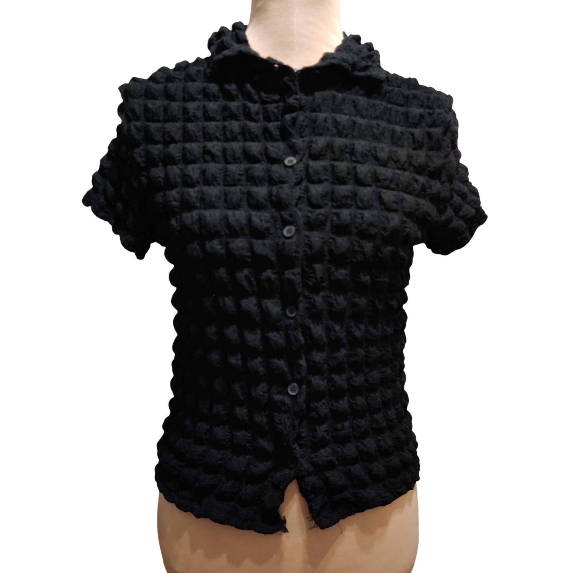 Other Jolie & Joy M Womens Black Shirt Textured Bubble Button Stre Size M / US 6-8 / IT 42-44 - 1 Thumbnail