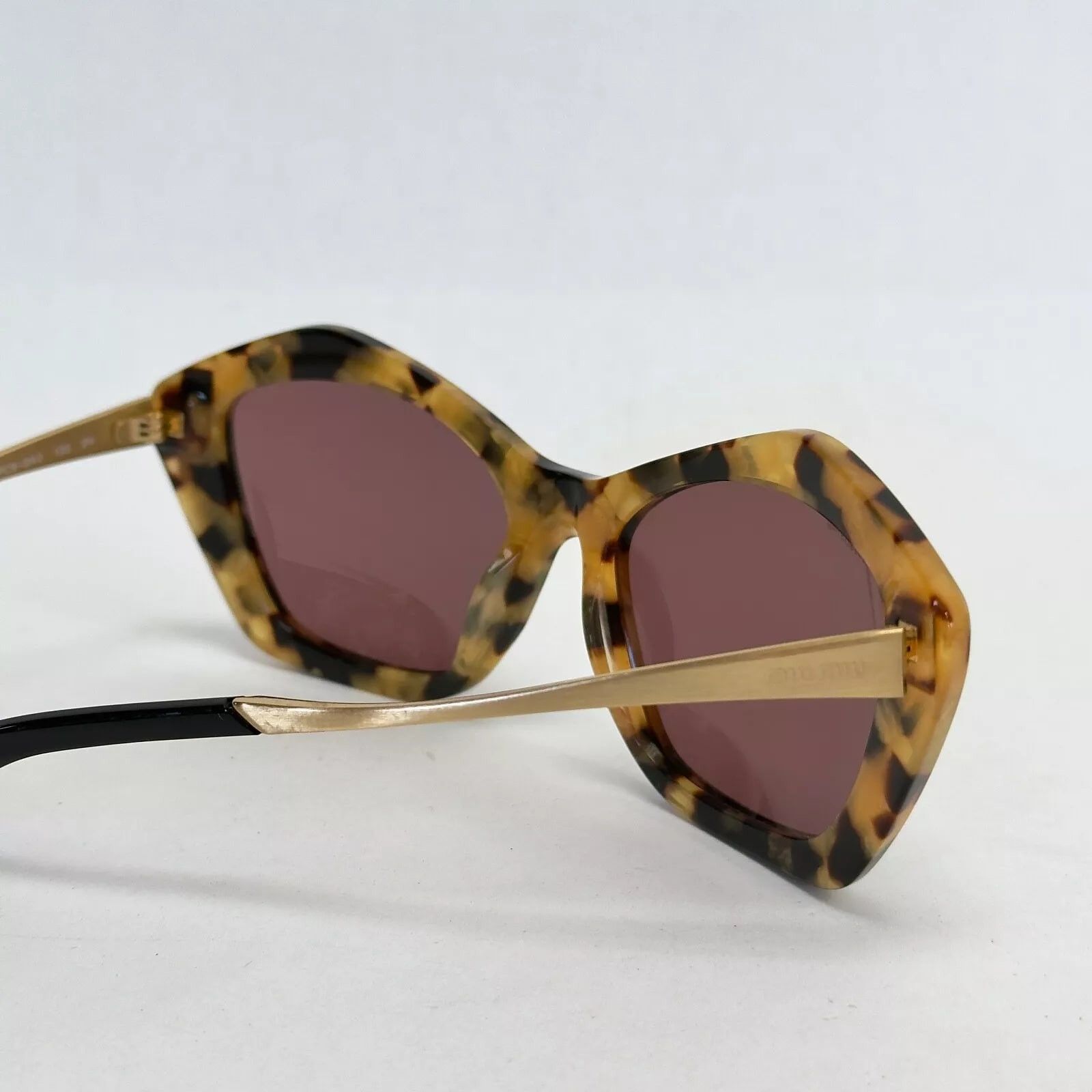 Miu Miu MIU MIU 02O Antique Gold Havana Red Cat Eye Geometric SMU02O Size ONE SIZE - 2 Thumbnail