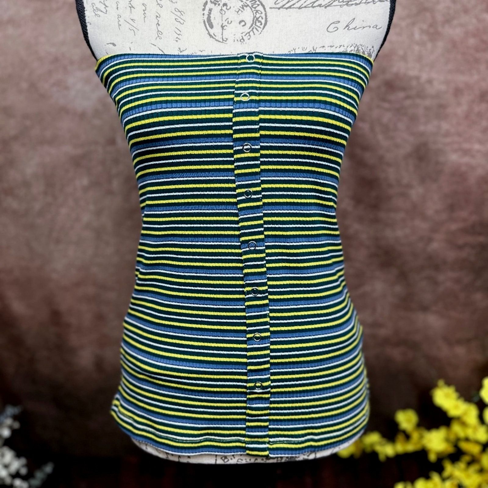 Other Olivaceous Striped Tube Top - Yellow/Green/Blue/White size M Size M / US 6-8 / IT 42-44 - 3 Thumbnail