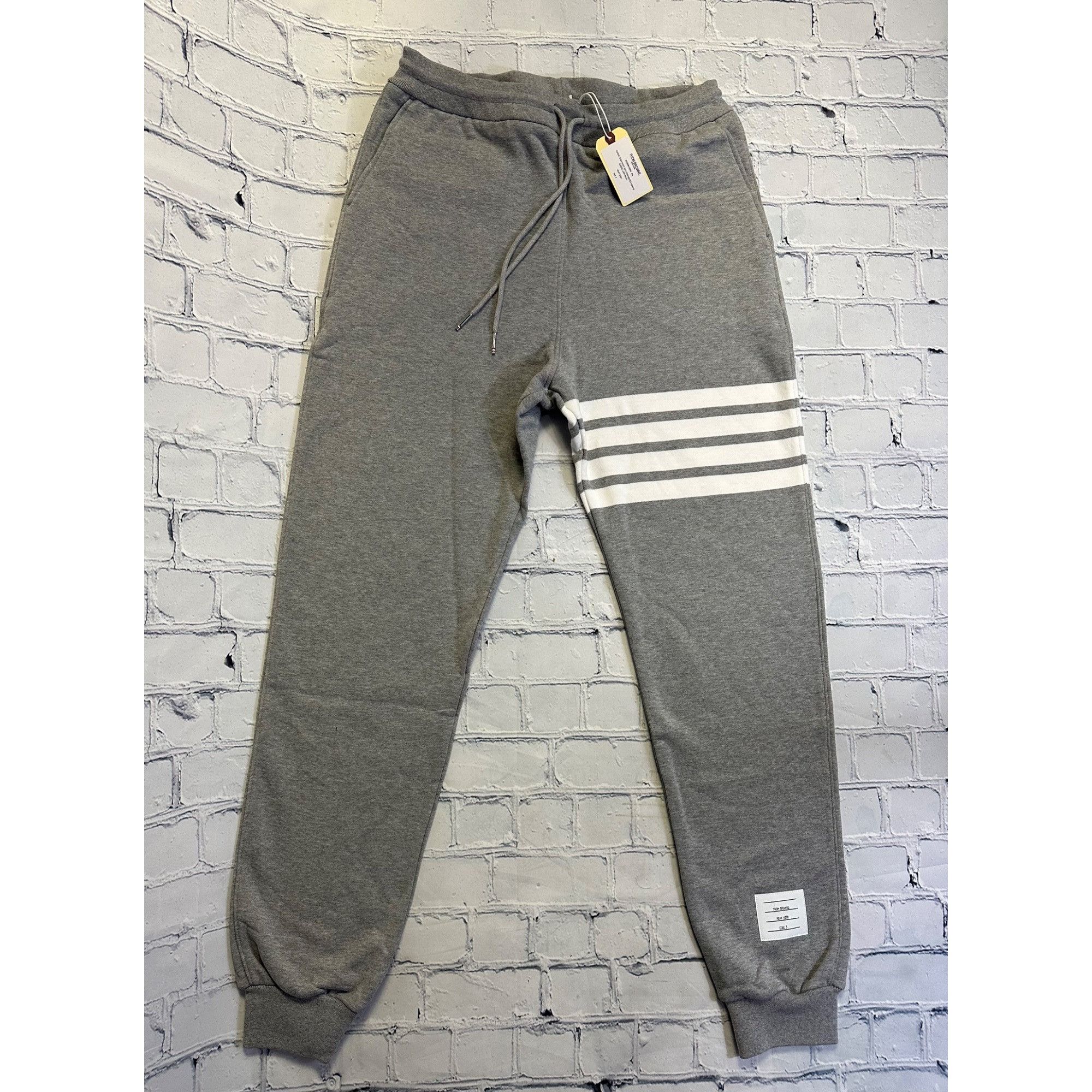 image of Thom Browne New York Classic Sweatpant With Engineered 4Bar in Light Grey, Men's (Size 36)