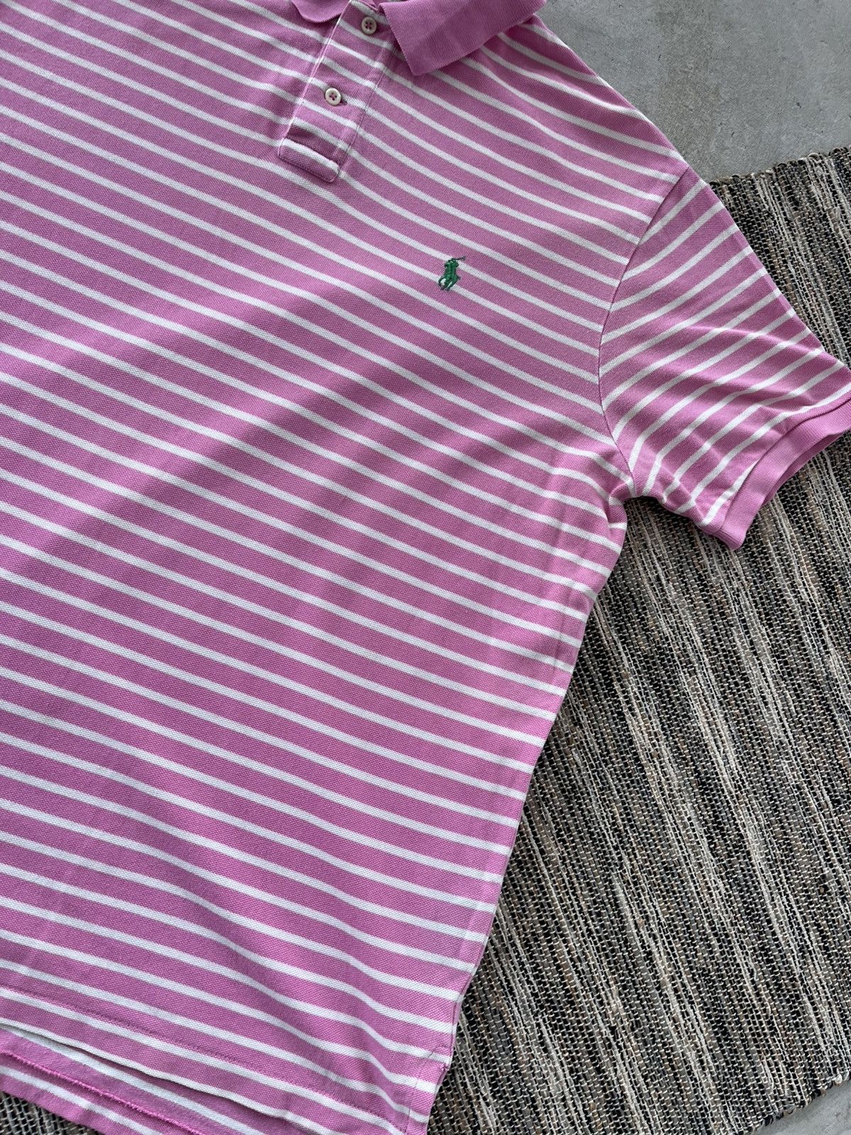 Polo Ralph Lauren Vintage Polo Ralph Lauren Pink White Striped Polo Shirt Y2K Size US XL / EU 56 / 4 - 7 Thumbnail