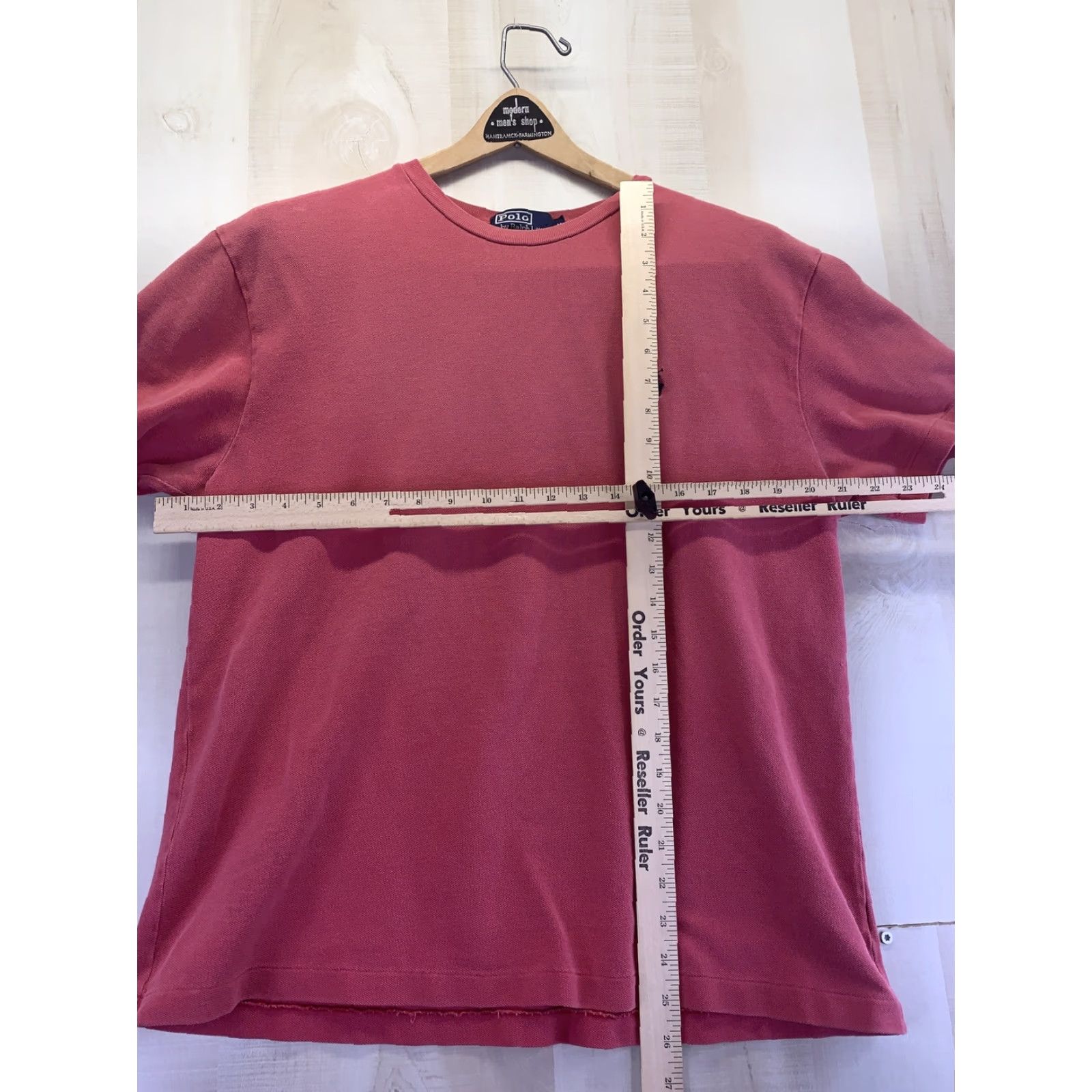 Polo Ralph Lauren VINTAGE Ralph Lauren Polo Shirt Mens M Red 1990s Single Stitch T Shirt Short Sleeve Cotton Polo Sportswear/Beach Men Size US M / EU 48-50 / 2 - 4 Thumbnail