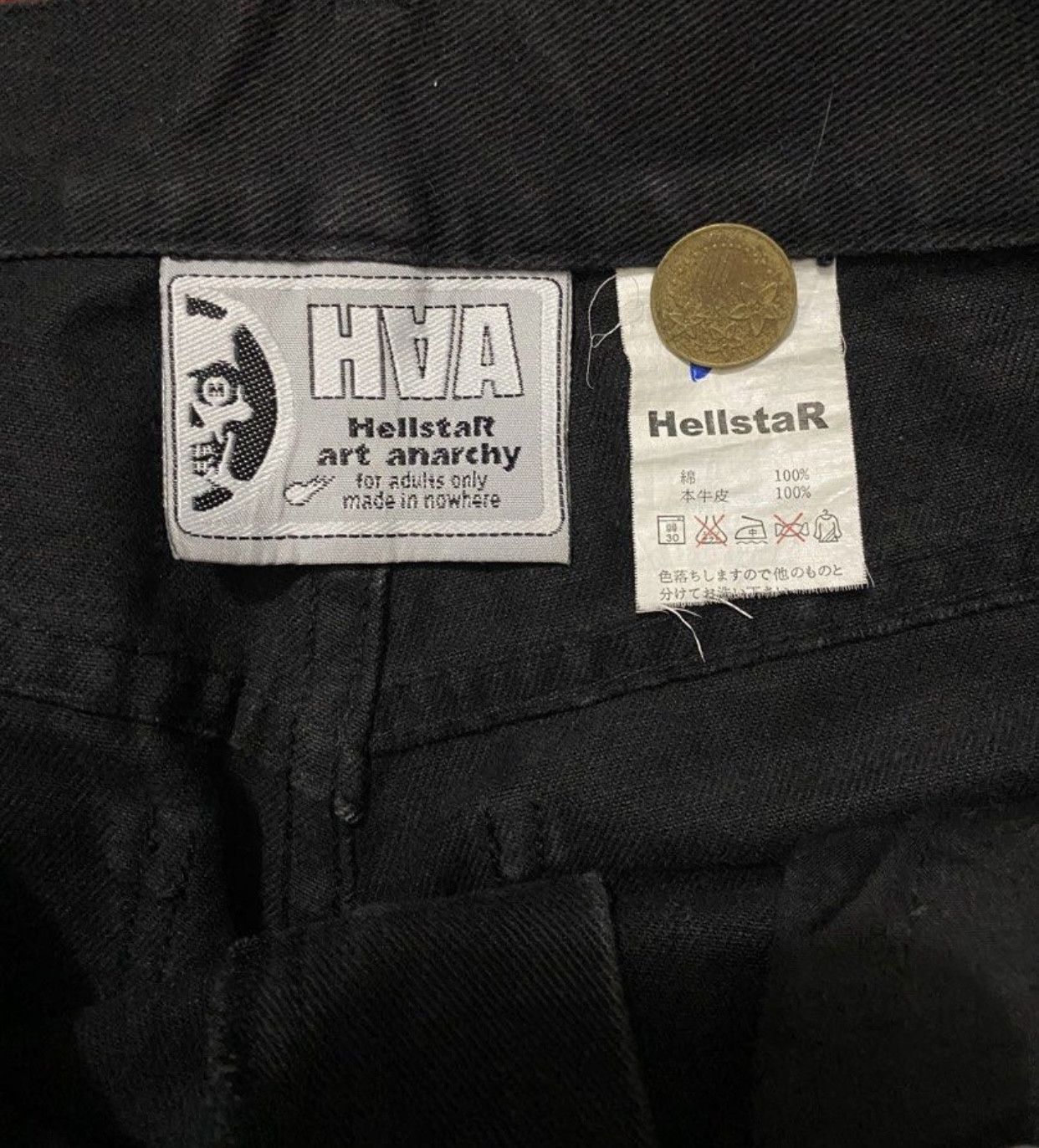 HELLSTAR Hellstar Black Waxed Denim Leather Size US 30 / EU 46 - 4 Thumbnail