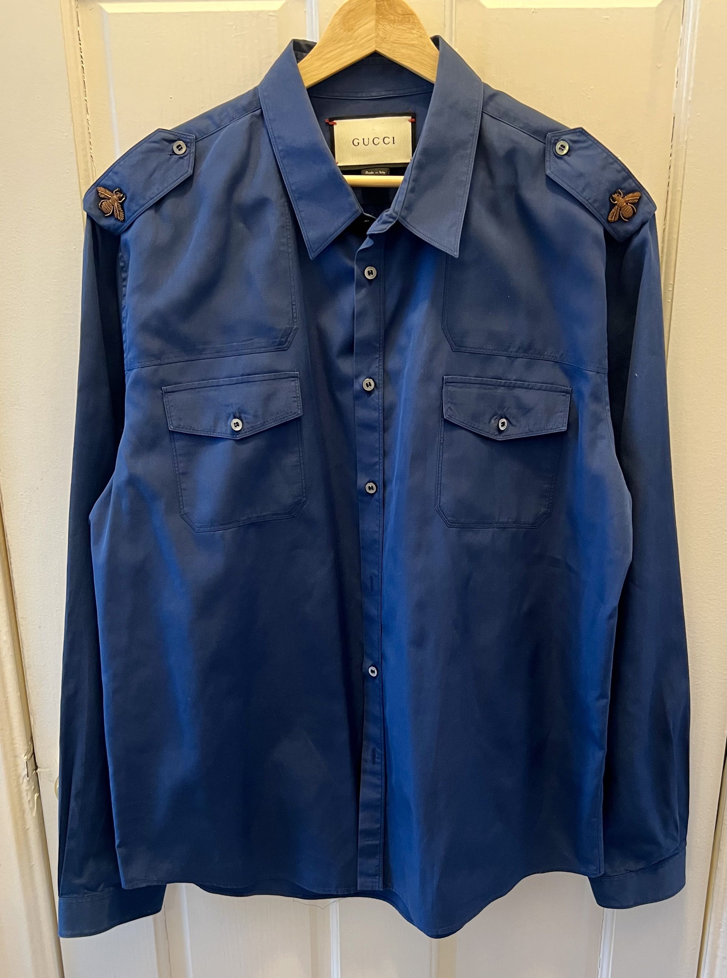 Gucci S/S17 $890 "Insect” Officers Shirt Size US L / EU 52-54 / 3 - 1 Thumbnail
