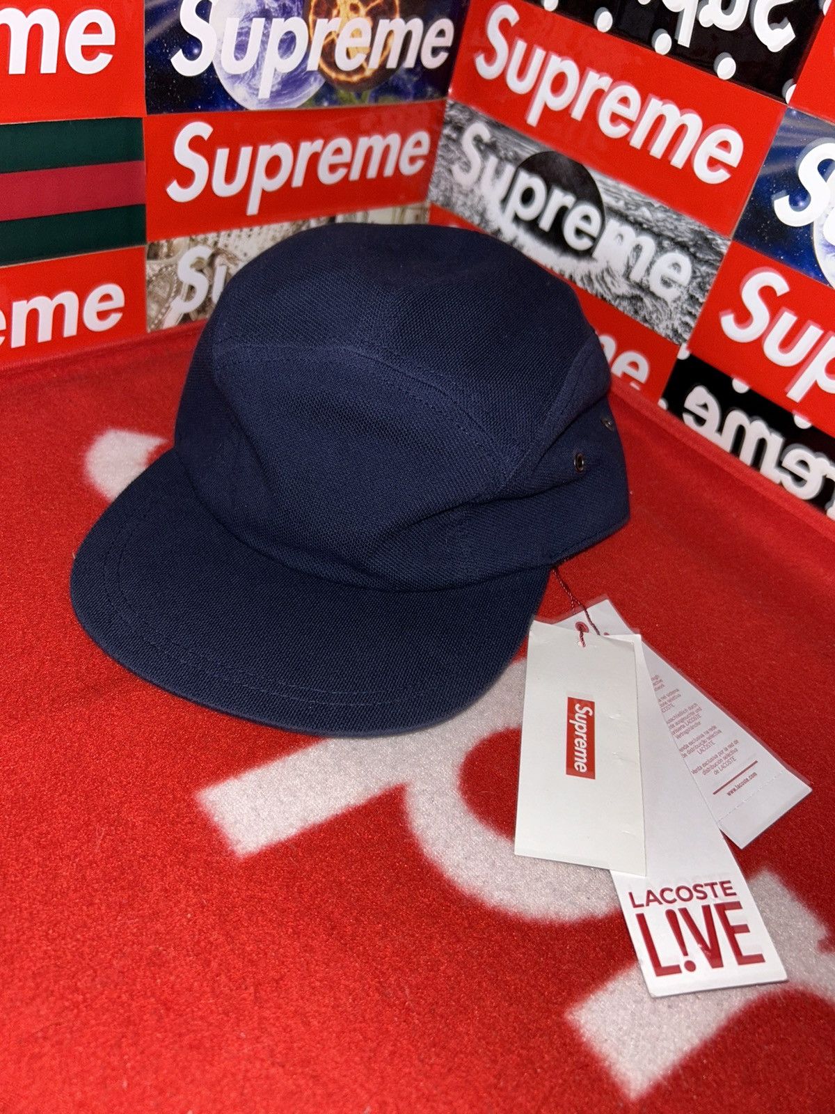 Supreme Supreme x Lacoste Piqué Navy Camp Cap SS17 NEW WITH TAGS Size ONE SIZE - 5 Thumbnail