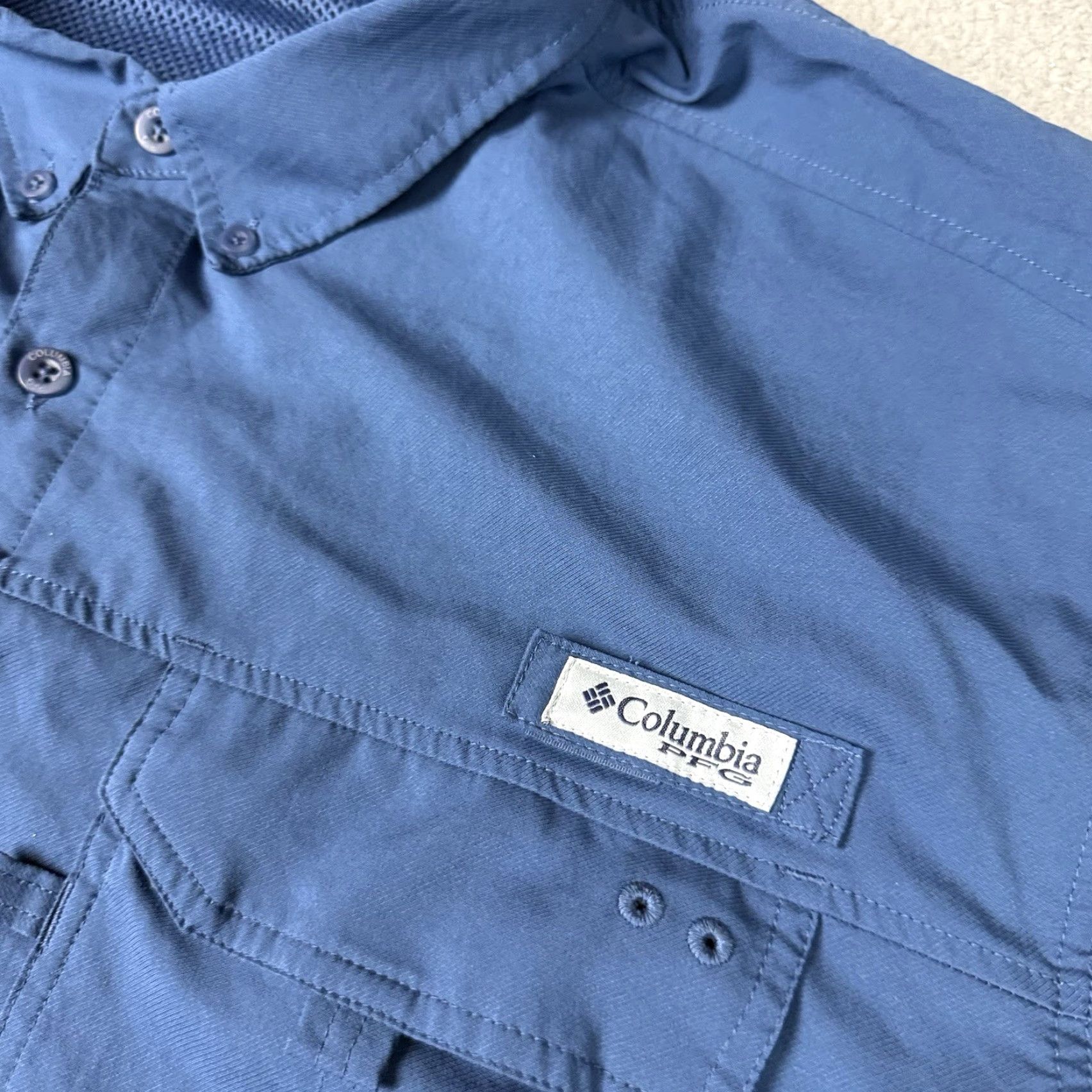 Vintage Columbia PFG Shirt Mens 2XL Blue Button-Up Casual Outdoor Breathable Omni Shade Short Sleeve Sportswear Shirt Mens Size US XXL / EU 58 / 5 - 4 Thumbnail