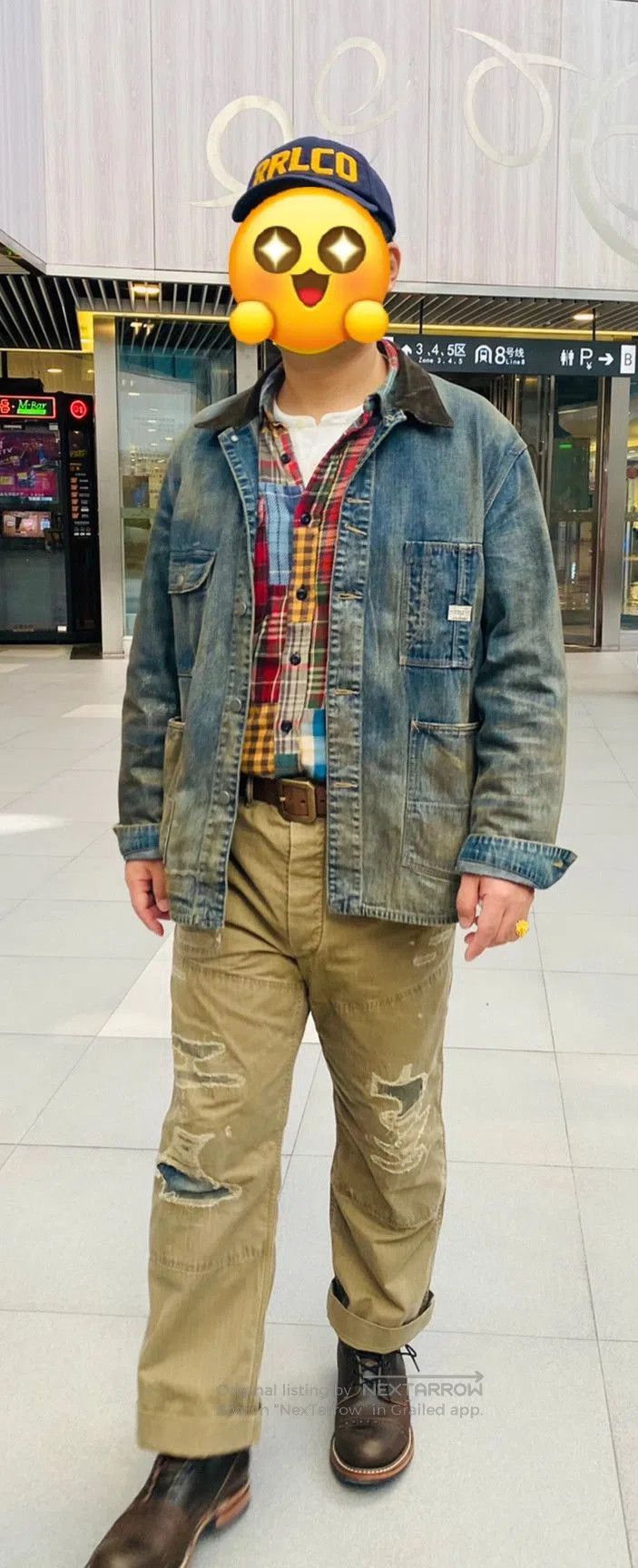 RRL Ralph Lauren denim chore jacket with corduroy collar. Size US XL / EU 56 / 4 - 8 Thumbnail