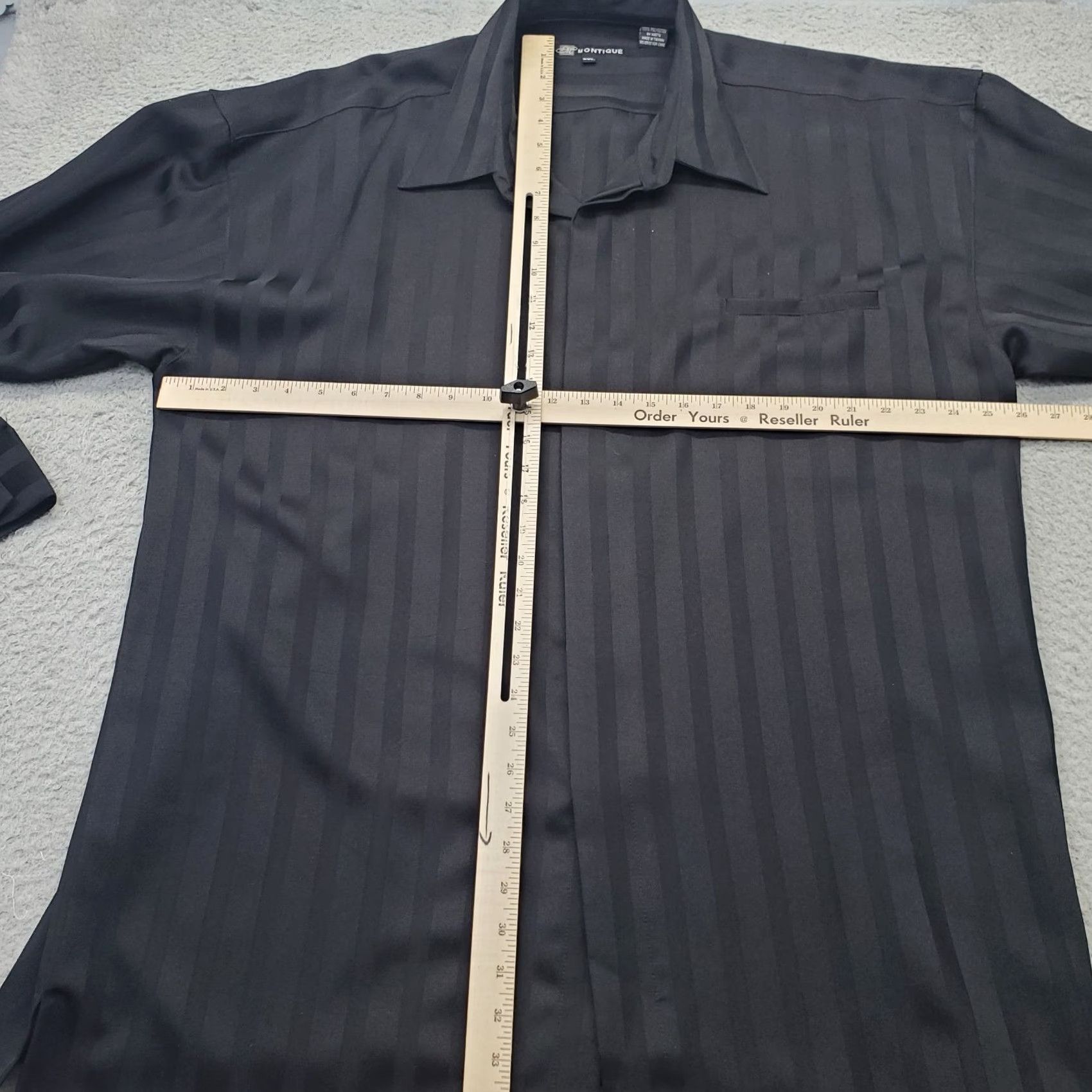 Vintage Montique Stripes Formal Shirt Mens XXL Black Collared Inside Button Up Size 48R - 3 Thumbnail