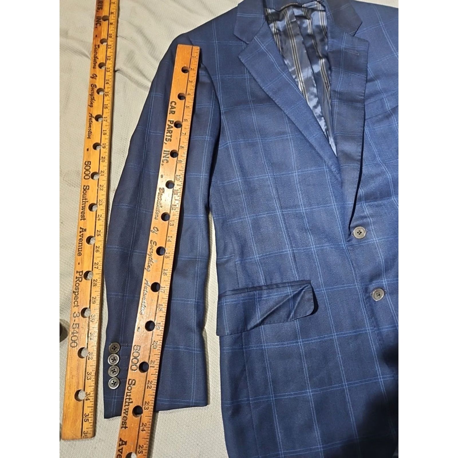 Brooks Brothers Brooks Brothers Blazer Mens 40 Navy Blue Windowpane Plaid Sport Coat Jacket Size 40R - 7 Thumbnail