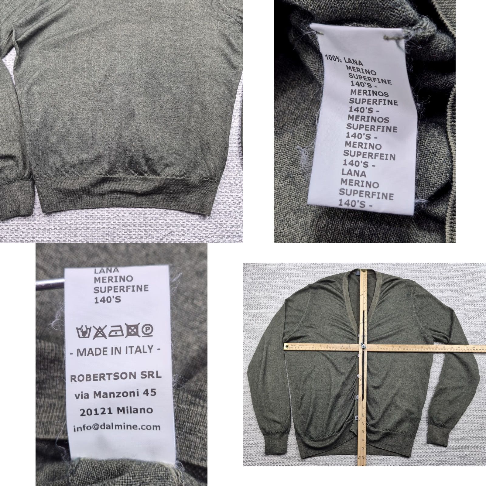 Drumohr Drumohr Cardigan Sweater Mens Large Green 100% Merino Wool V Neck Made Italy Size US L / EU 52-54 / 3 - 8 Thumbnail