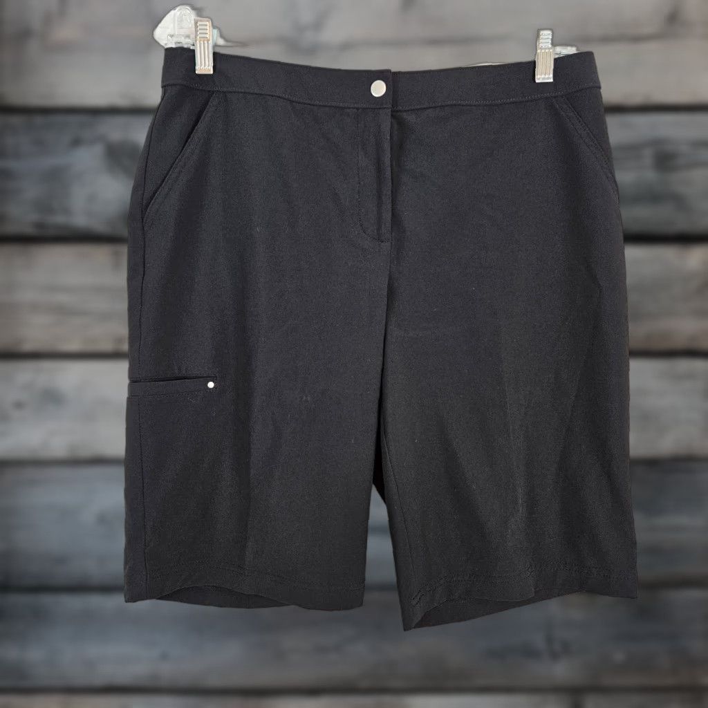 Vintage Chico's Weekends Women Bermuda Shorts M Solid Black Mid Rise Size 32" / US 10 / IT 46 - 1 Thumbnail