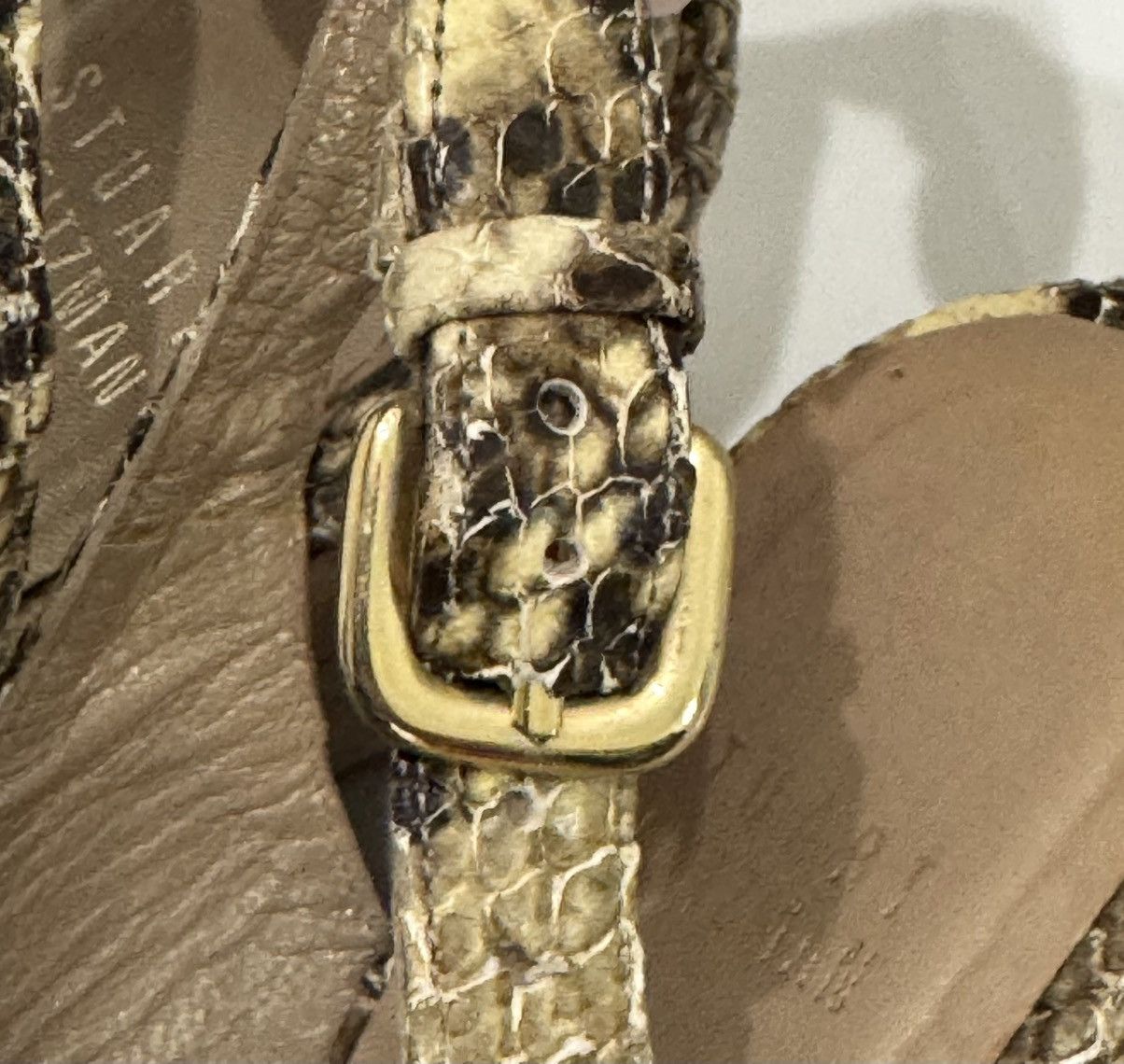 Stuart Weitzman Stuart Weitzman Snake Print Wedge Slingback Buckle Sandals Size US 7.5 / IT 37.5 - 6 Thumbnail
