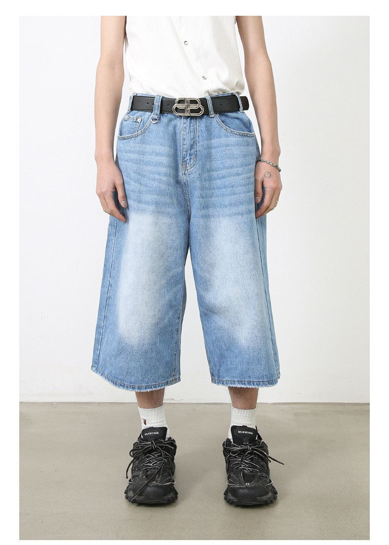 Japanese Brand American Retro Distressed Straight-Leg Wide-Leg Denim Shorts Size US 32 / EU 48 - 1 Thumbnail