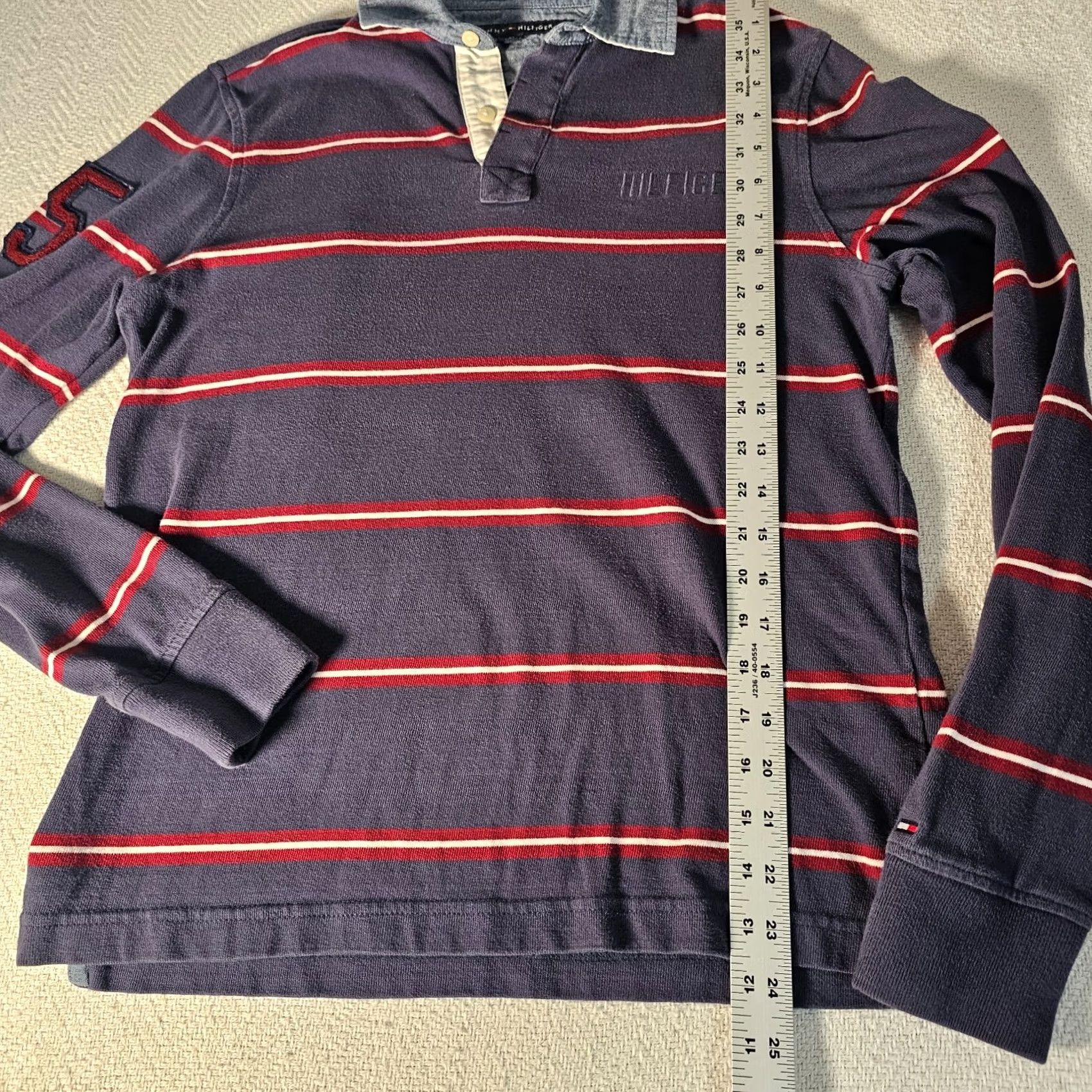Tommy Hilfiger Tommy Hilfiger Polo Shirt Long Sleeve Mens XS Blue Red Stripe Logo Size US XS / EU 42 / 0 - 7 Thumbnail