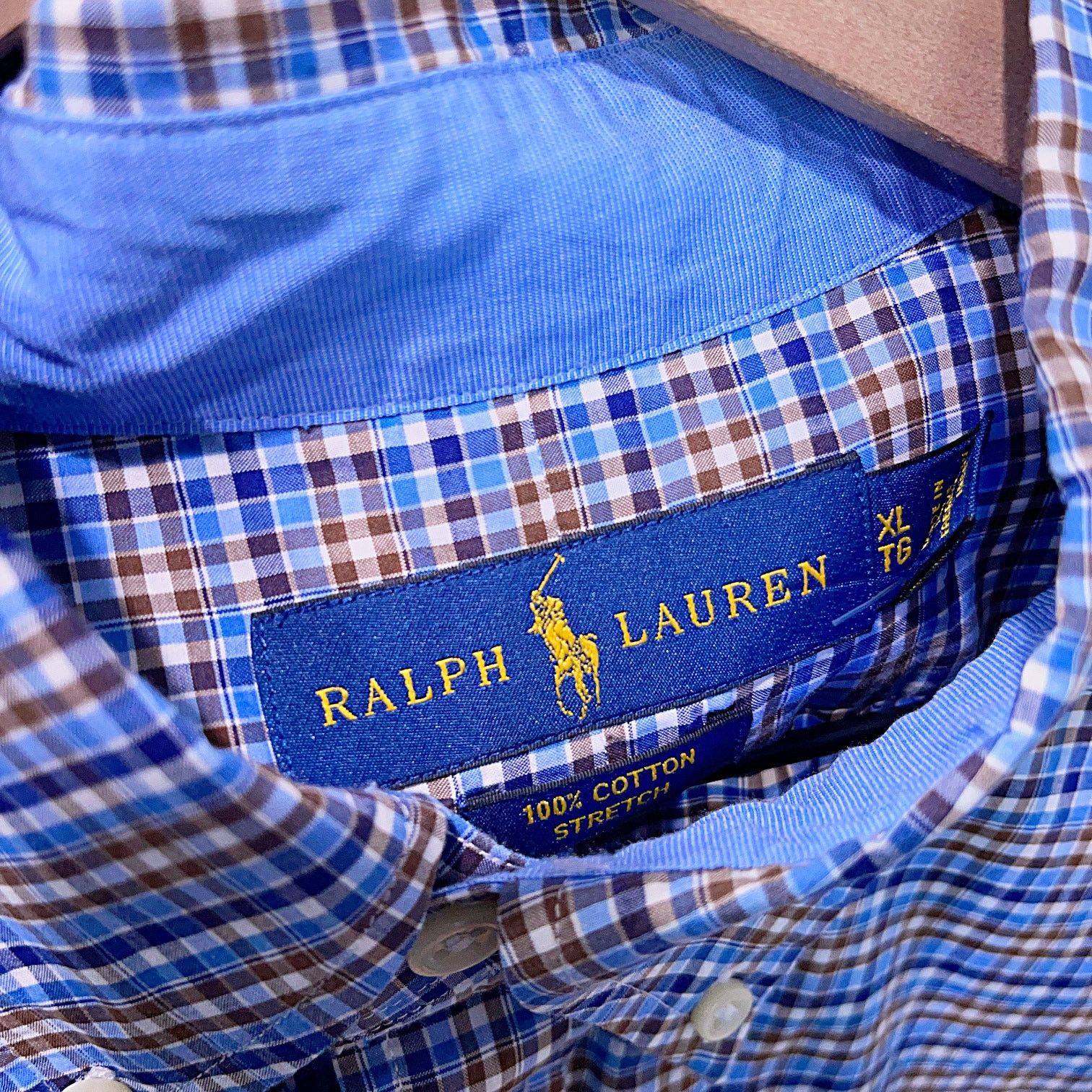 Ralph Lauren Ralph Lauren Cotton Stretch Long Sleeve Shirt Blue Plaid XL Size US XL / EU 56 / 4 - 5 Thumbnail