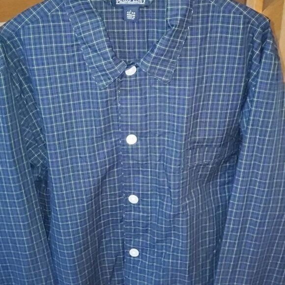 Vintage Lands' End Blue Plaid Button Down Top w Pocket & Elastic Wai Size US L / EU 52-54 / 3 - 4 Thumbnail