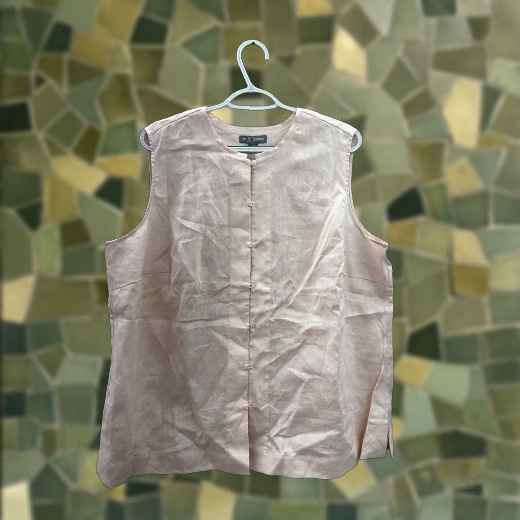 Pinko Go Silk Tank Top Womens Button-Up Linen 1X Pink NWTs Light Weight Sleeveless? Long Sleeve Size XL / US 12-14 / IT 48-50 - 1 Thumbnail