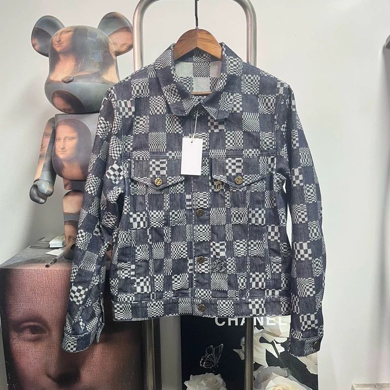 Louis Vuitton Checkered Denim Jacket Size 46- DMC