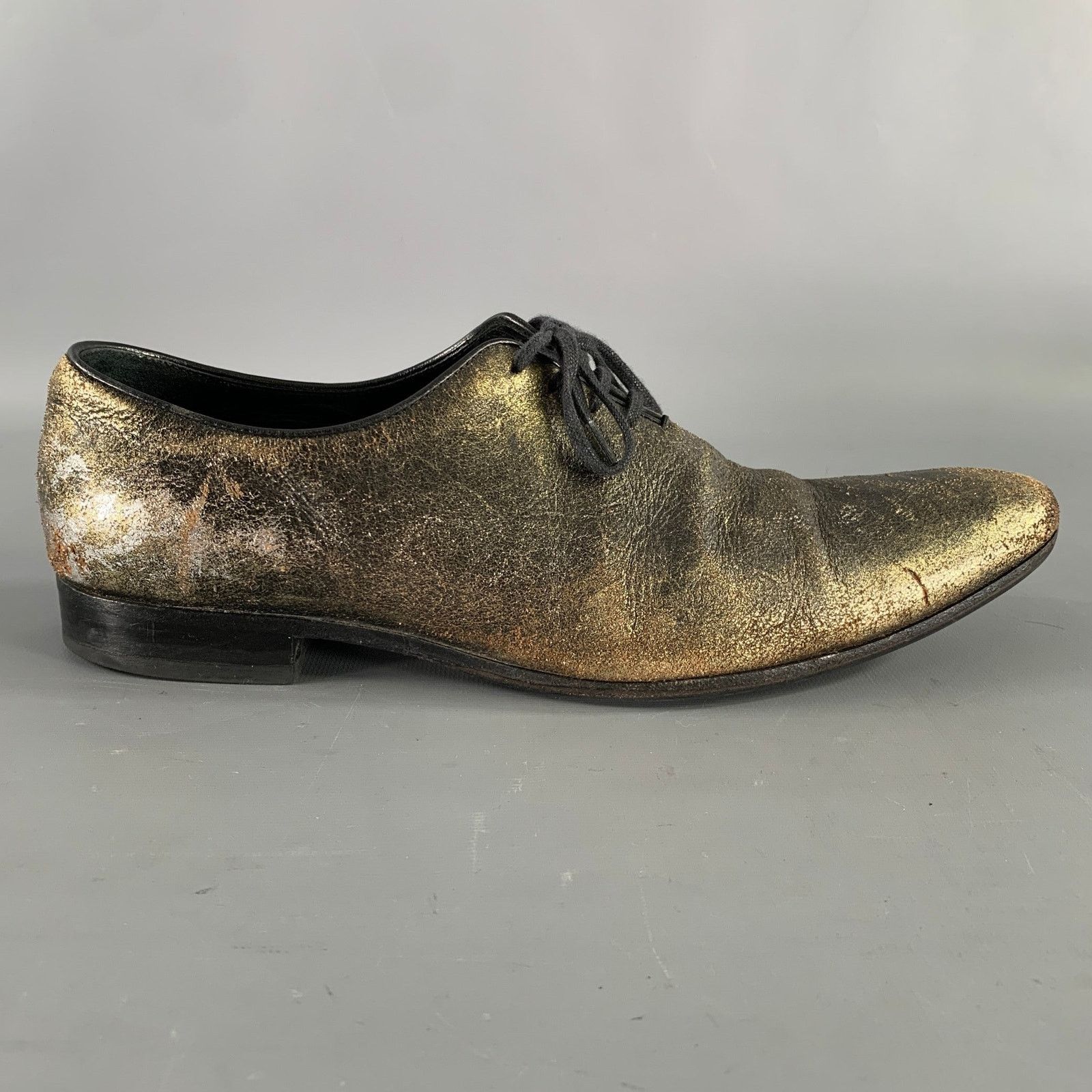 Haider Ackermann HAIDER ACKERMANN Sz 8 Gold Black Metallic Lace Up Shoes Size US 8 / EU 41 - 2 Thumbnail