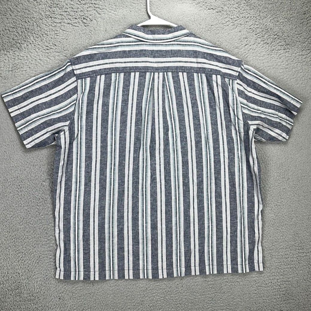Eddie Bauer Eddie Bauer Button Up Shirt Mens XL Gray Blue Stripe Hemp Blend Short Sleeve NEW Size US XL / EU 56 / 4 - 3 Thumbnail