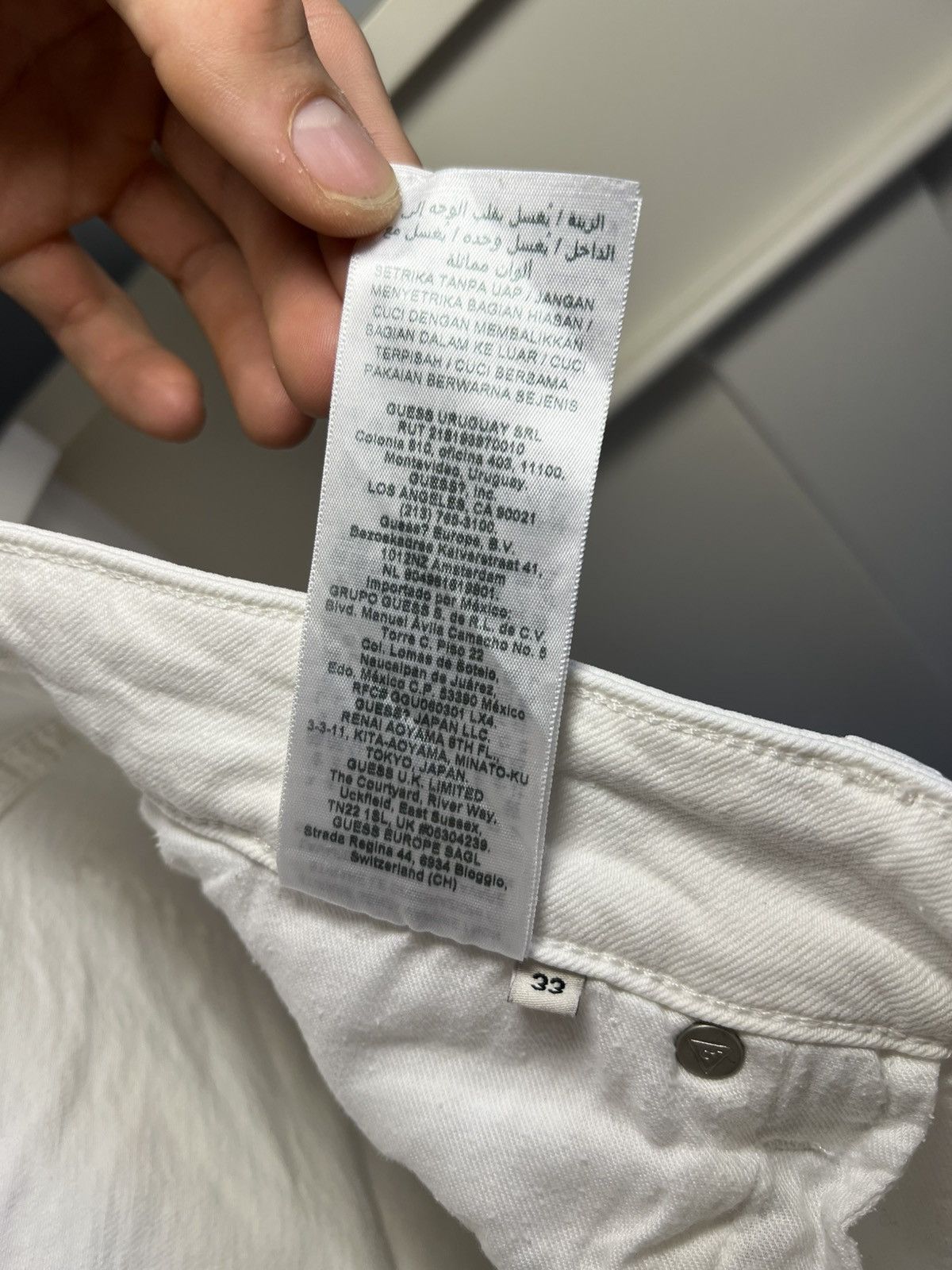 Guess Vintage Guess Jean USA patched distressed white skinny jeans Size US 33 - 13 Thumbnail