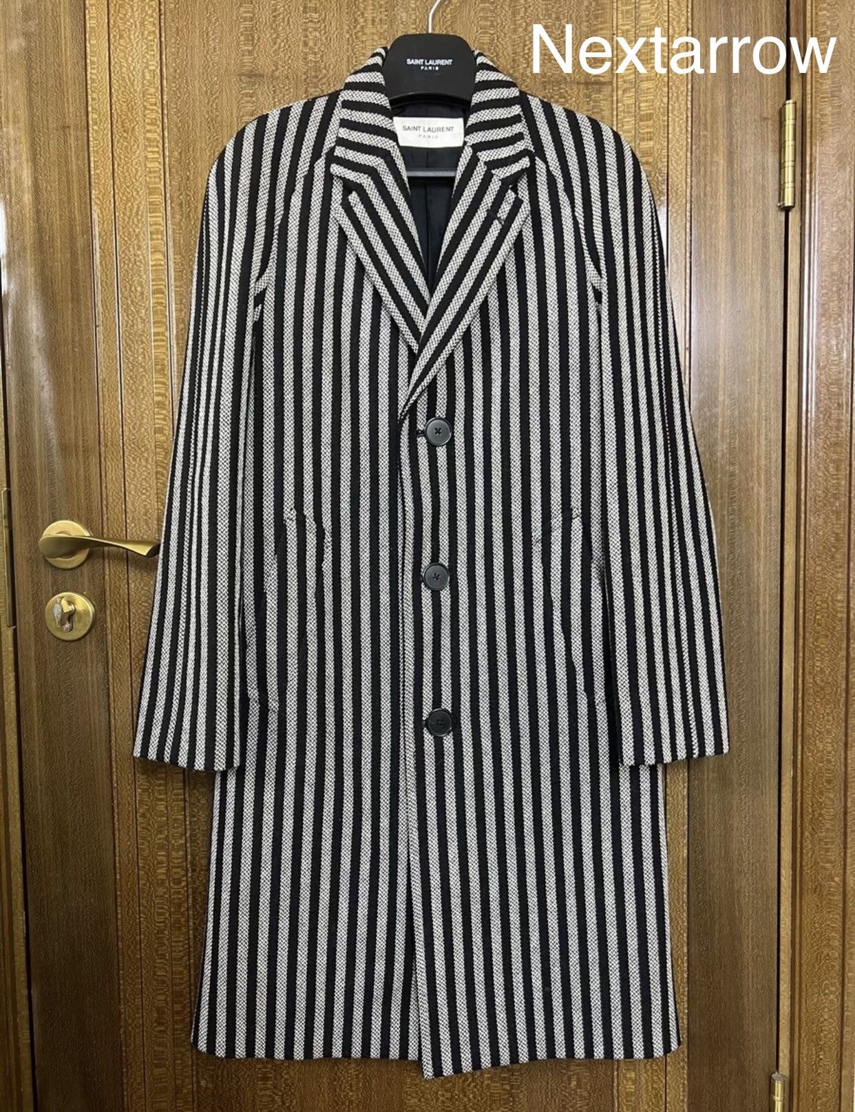 Saint Laurent Paris × Yves Saint Laurent Saint Laurent slp 14fw Chester striped coat 2409-Nextarrow Size US XS / EU 42 / 0 - 1 Thumbnail