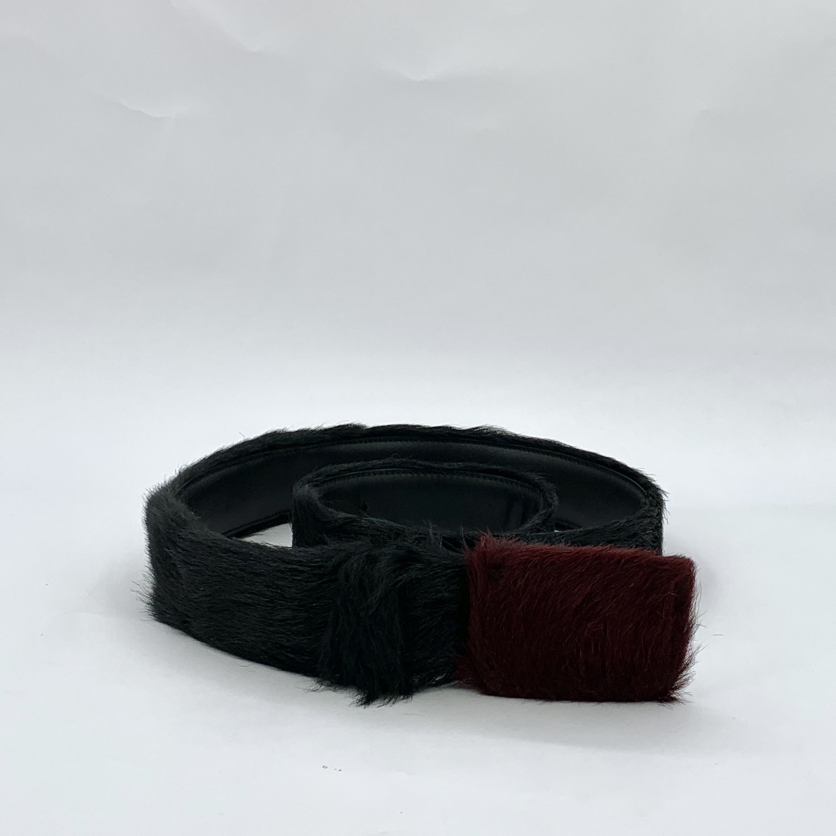 Prada Prada Black Leather & Shearling Belt (104×4.5cm) Size ONE SIZE - 8 Thumbnail