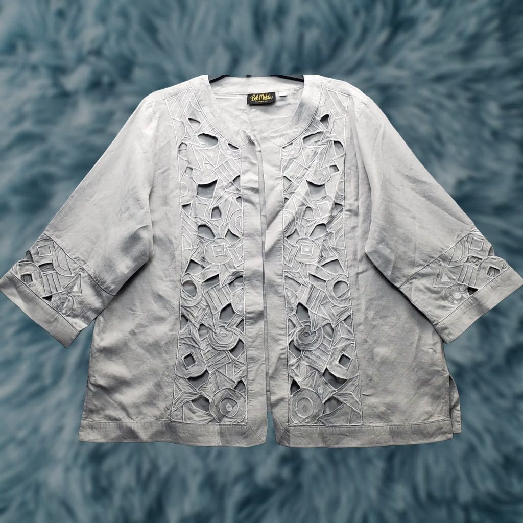 Bob Mackie Mackie Bob Mackie Wearable Art Cardigan Jacket Womens 1X Gray Cutout Slit Open Front Size Womens 1X Gray Jacket Women Size XL / US 12-14 / IT 48-50 - 1 Thumbnail