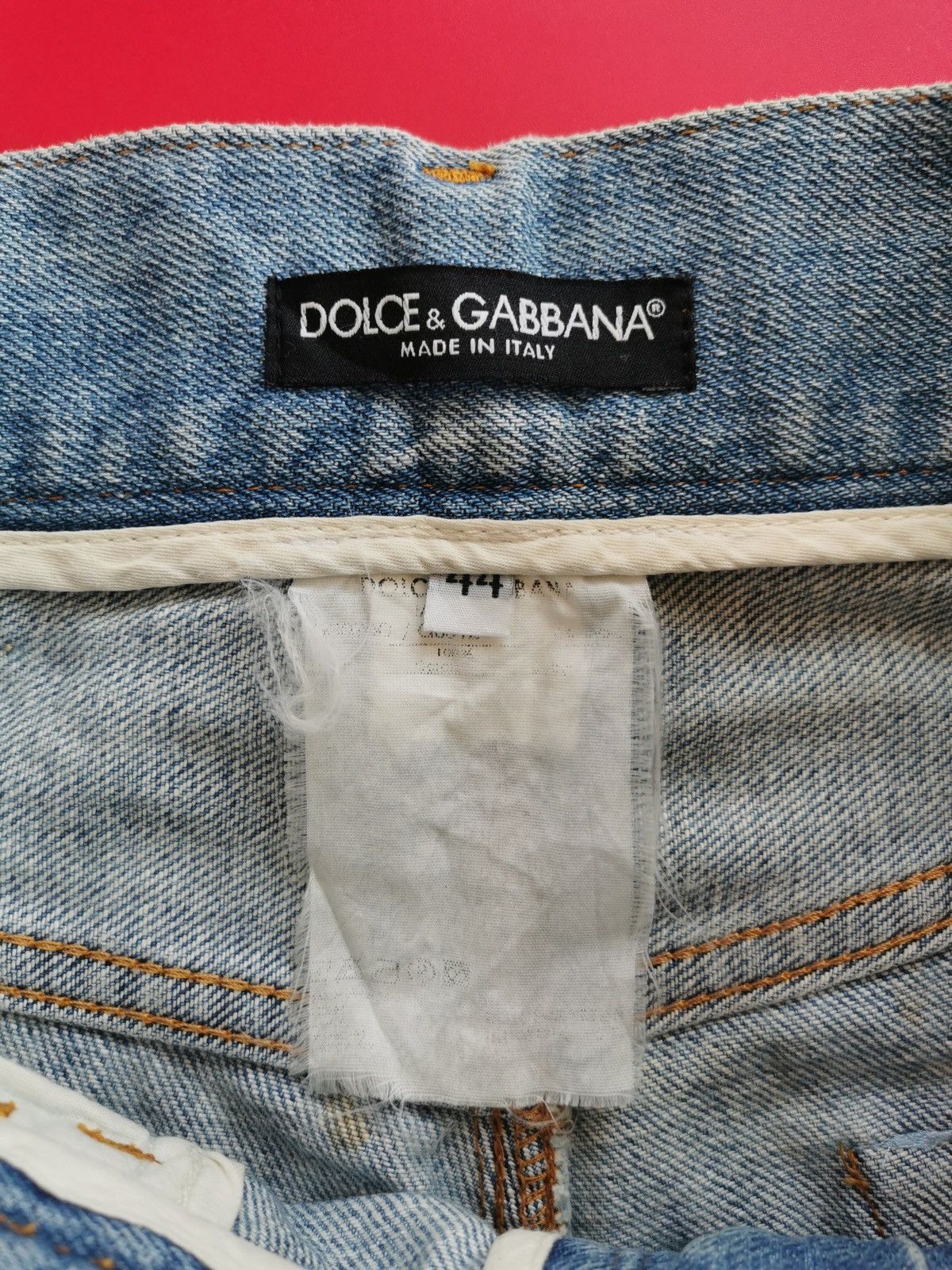 Dolce & Gabbana Thrashed Vintage 00s D&G Distressed Repair Denim Jeans Size US 30 / EU 46 - 12 Thumbnail
