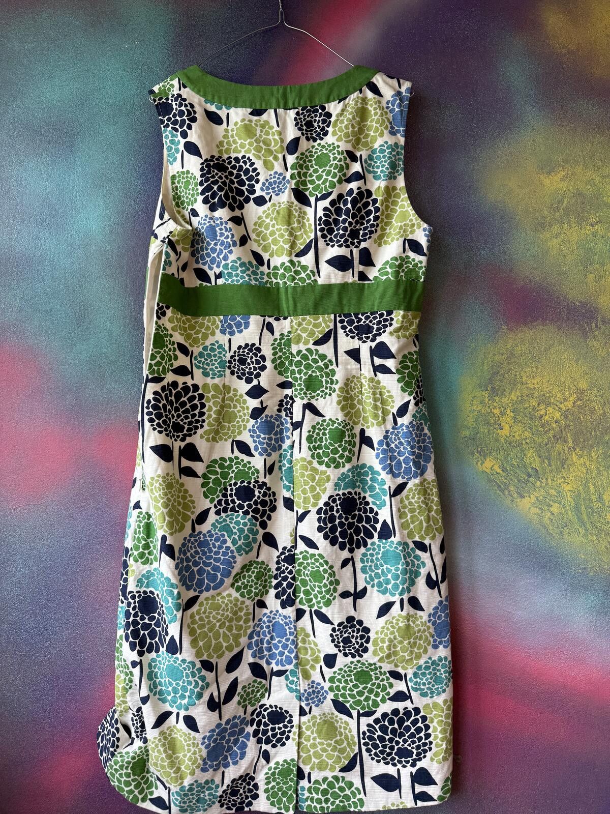 Other Boden Notch Neck Hydrangea Floral Shift Dress Green Blue Size L / US 10 / IT 46 - 4 Thumbnail