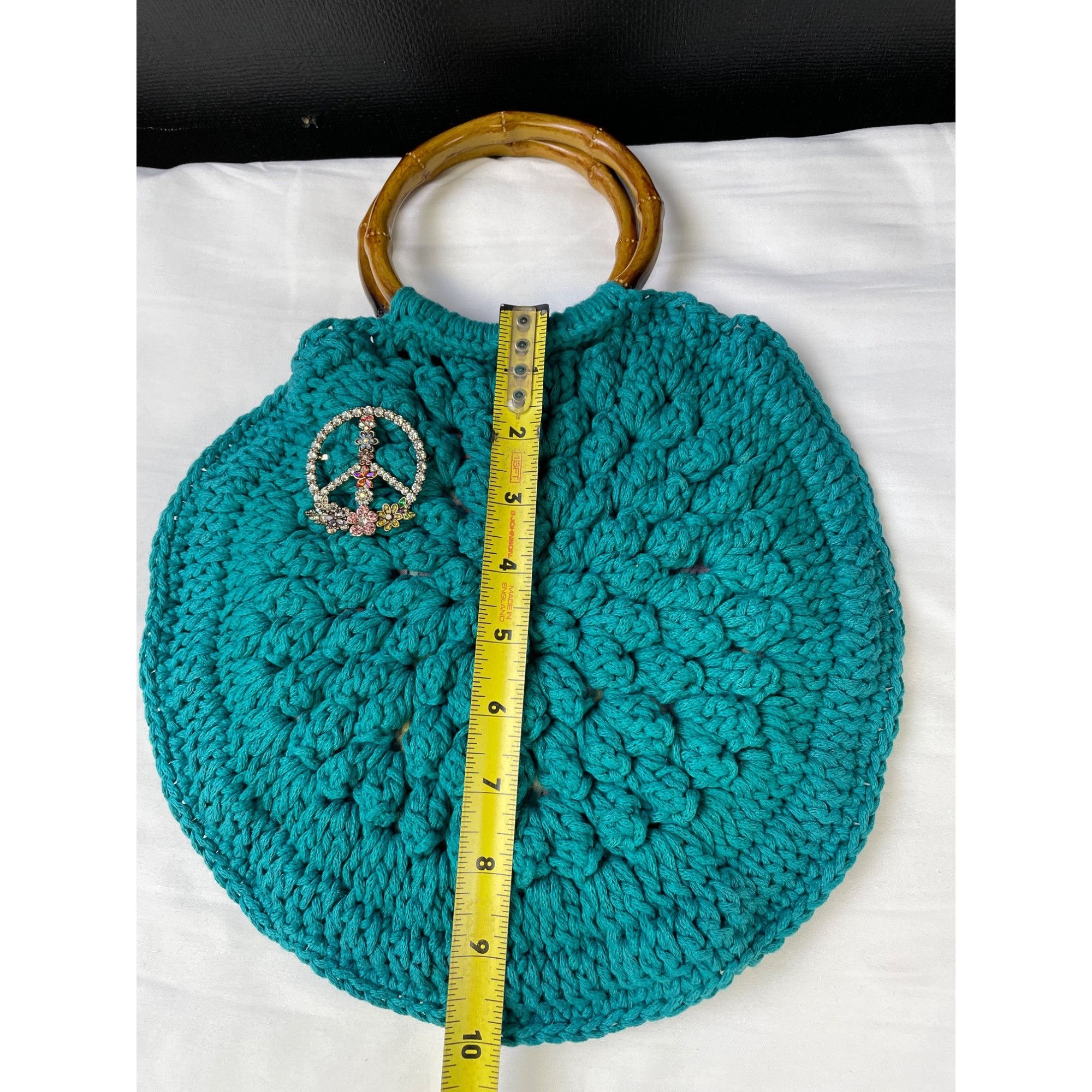 Other Handmade Women's Peace Reversible Knitted Green/Multi Handba Size ONE SIZE - 6 Thumbnail