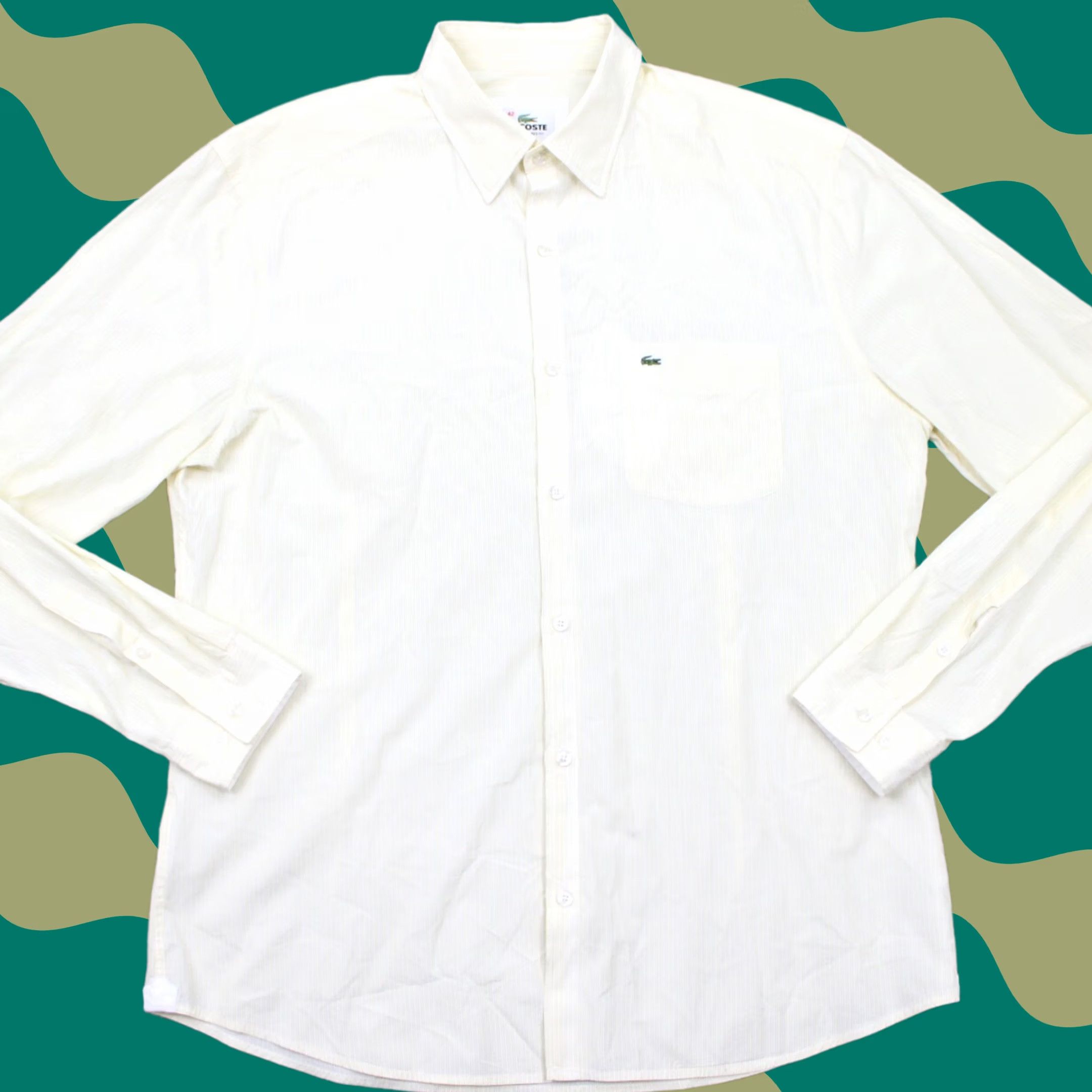 Lacoste Lacoste Button-Up Shirt Mens 42 Yellow Cotton Long Sleeve Collared L/S Poplin Plaid Classic Preppy Sportswear Size US XL / EU 56 / 4 - 1 Thumbnail