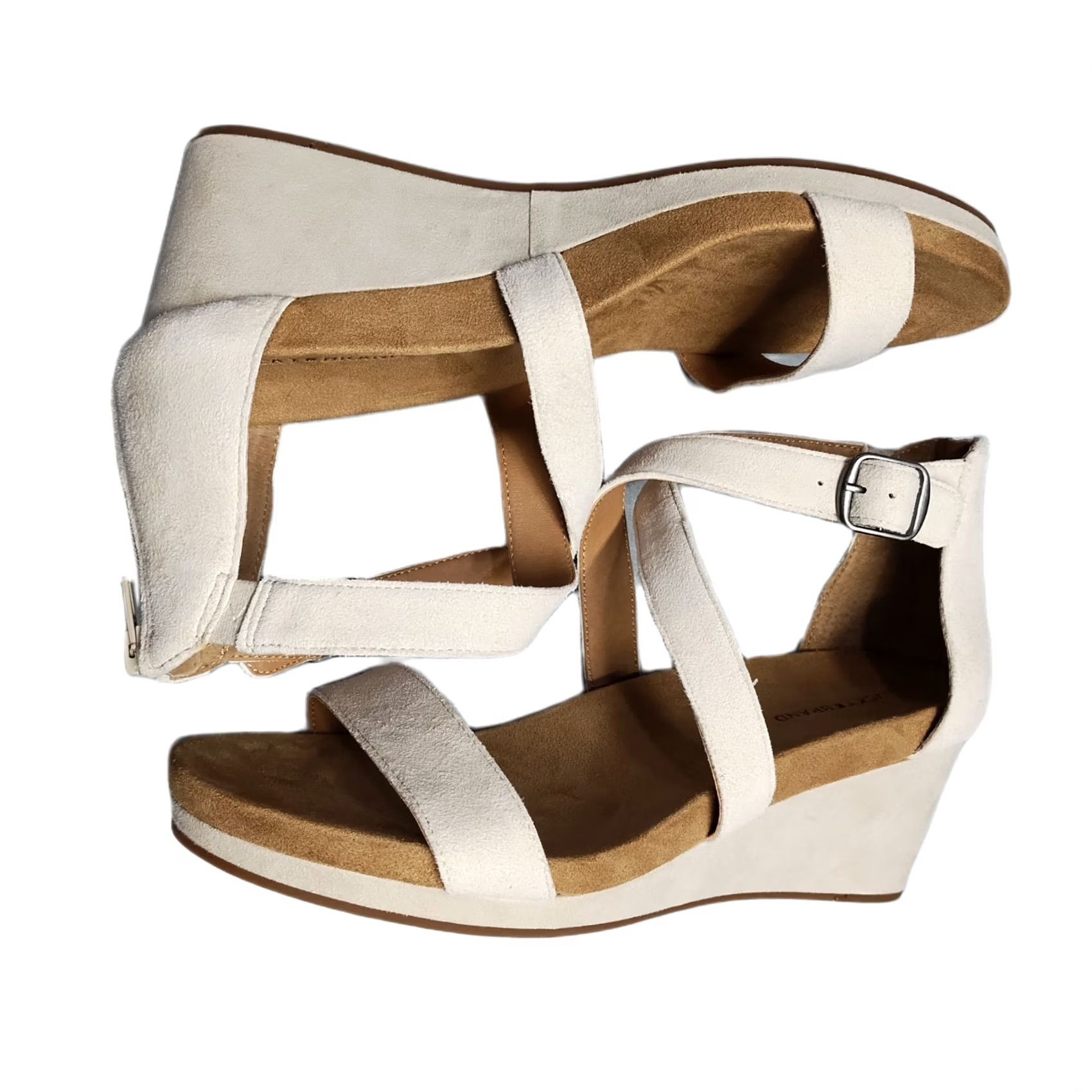 Lucky Brand Lucky Brand Kenadee Wedge Sandals Womens US 10M Tan Brown Leather Buckle Strap Sandals Size US 10 / IT 40 - 2 Thumbnail
