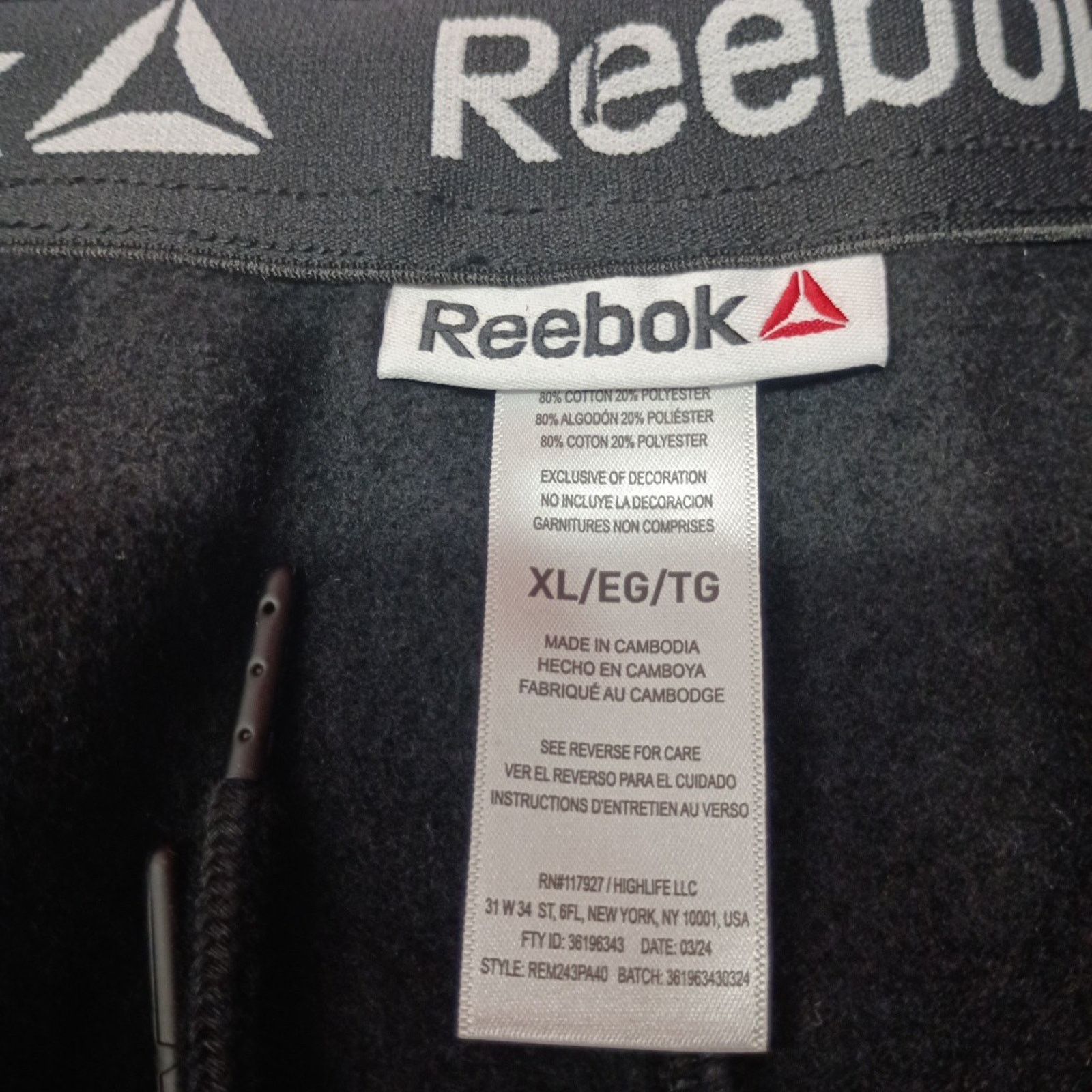 Reebok Reebok Fleece Sweatpants Men's XL Black Zip Pockets Slim Fit Size US 38 / EU 54 - 5 Thumbnail