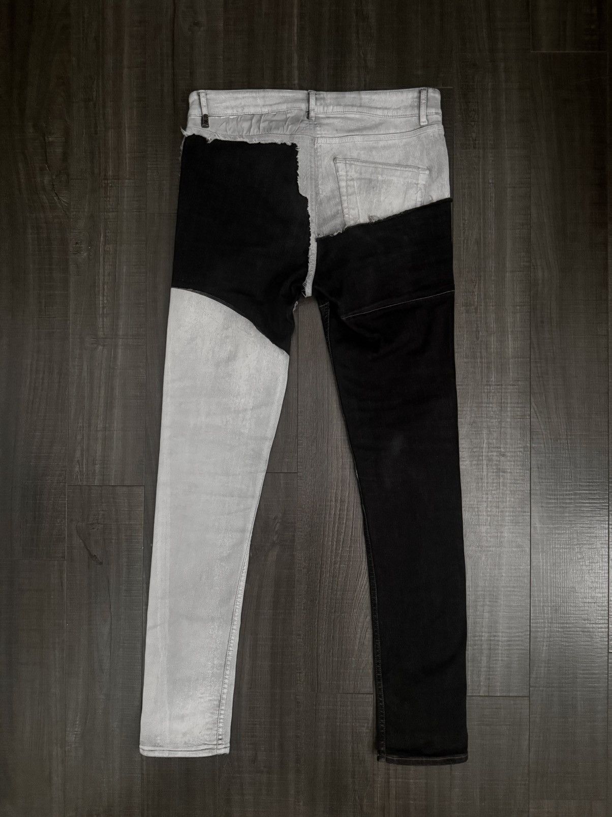 Rick Owens SS20 Rick Owens DRKSHDW Patchwork White Wax Tyrone Cut Denim Size US 31 - 6 Thumbnail