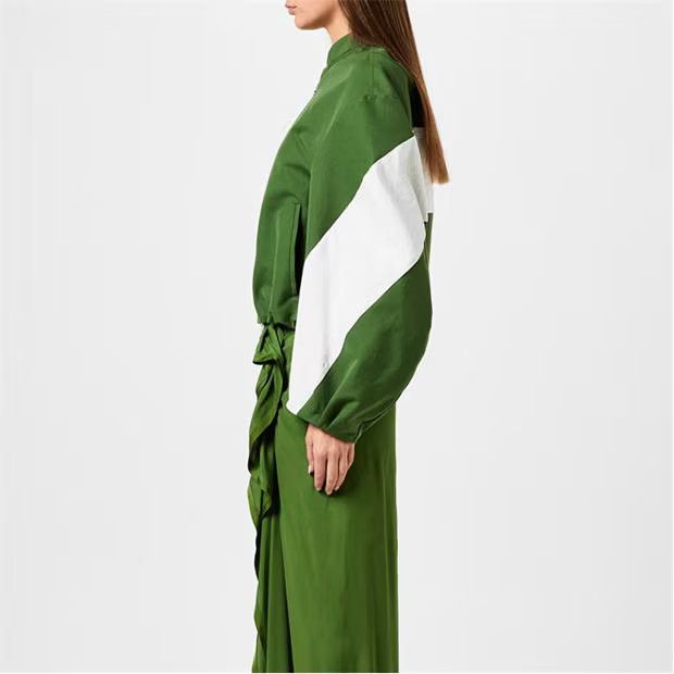 Dries Van Noten o1g2r1mq1024 Bomber Jacket in Olive Green & White Size M / US 6-8 / IT 42-44 - 4 Thumbnail