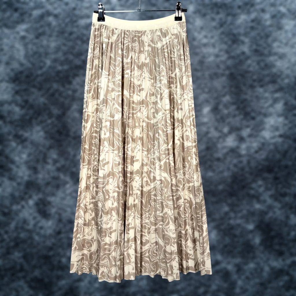 Vintage Pinkyoto Skirt XS Beige Abstract Pleated Maxi Elastic Waistband w/ Size 26" / US 2 / IT 38 - 1 Thumbnail
