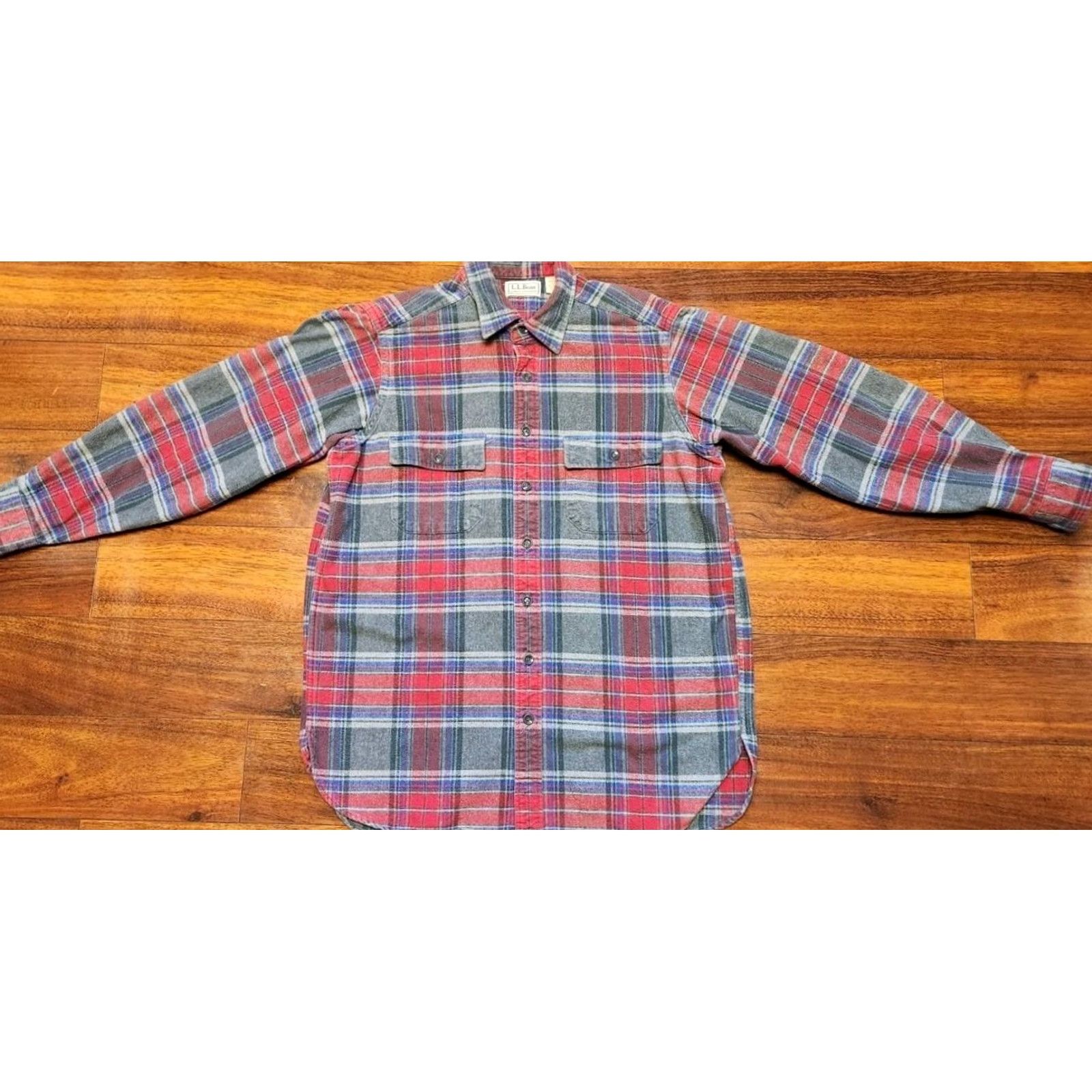 Vintage VINTAGE LL BEAN Chamois Cloth Shirt Mens LT Tall Red Plaid USA MADE Button-Up Flannel Long Sleeve Cotton Size US L / EU 52-54 / 3 - 6 Thumbnail